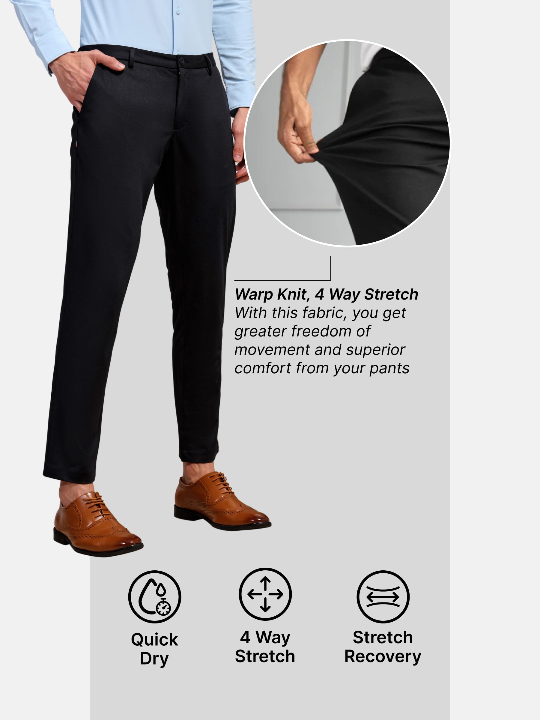 4 Way Stretch Solid Comfort Pants