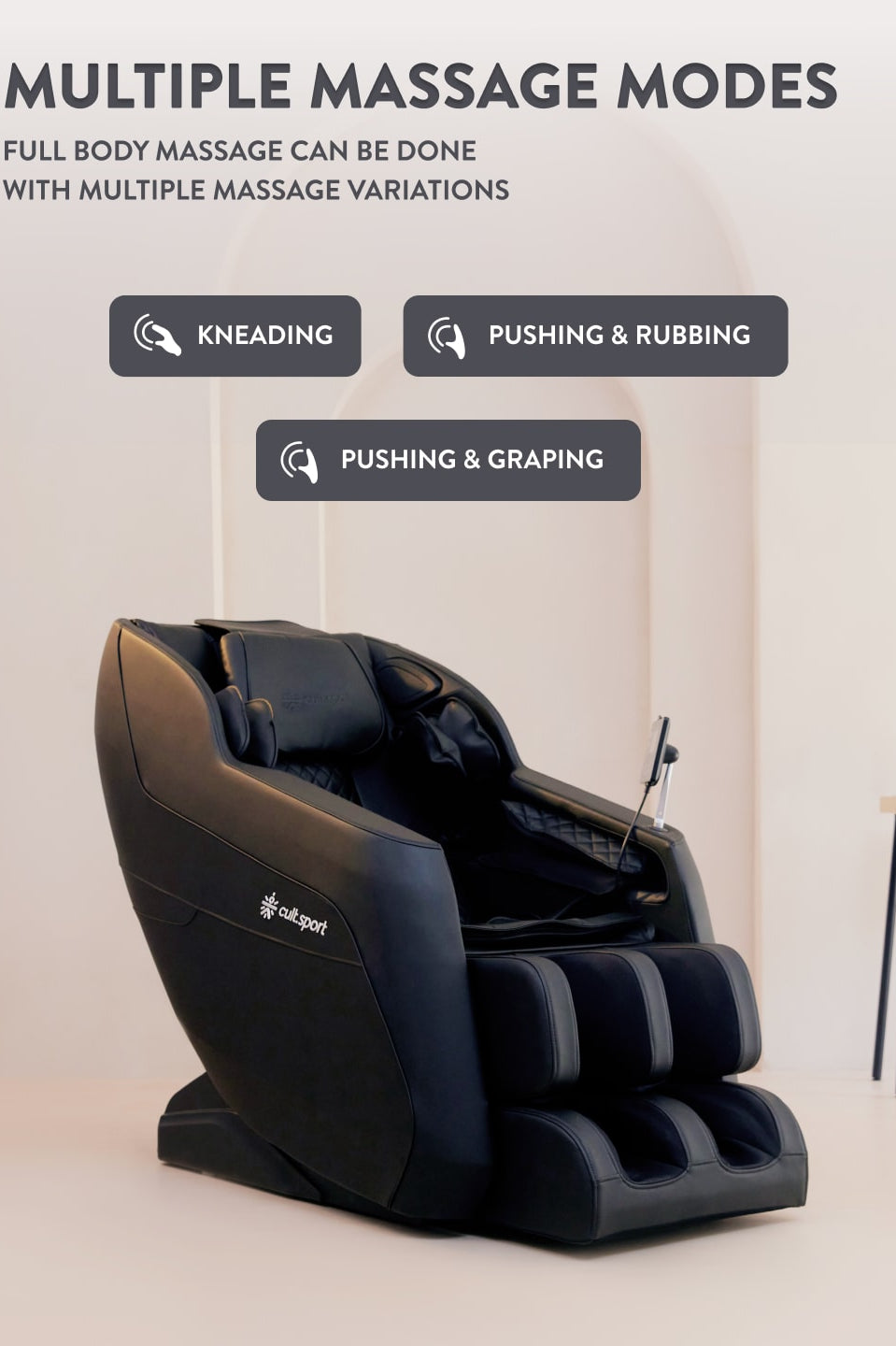 Cult Serene Massage Chair | Zero Gravity with Voice Guide & Bluetooth | 9 Preset Massage Programs | Smart Touch Screen