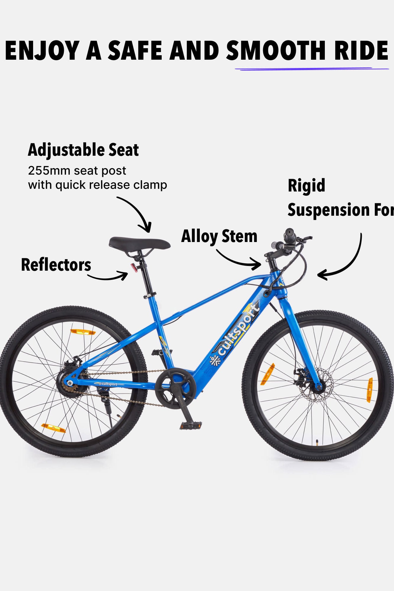 Hermit 27.5T Blue with 3.5hrs Fast Charge, Cycling Event, BLDC Motor 27.5 inches Single Speed Lithium-ion (Li-ion) Electric Cycle, Ideal for Unisex, 15+ Years