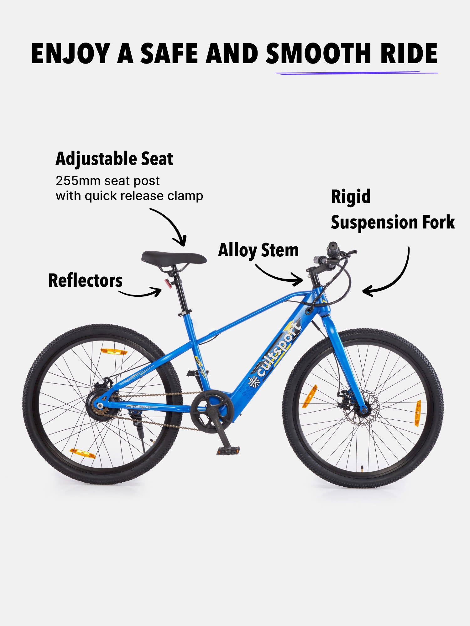 Hermit 27.5T Blue with 3.5hrs Fast Charge, Cycling Event, BLDC Motor 27.5 inches Single Speed Lithium-ion (Li-ion) Electric Cycle, Ideal for Unisex, 15+ Years