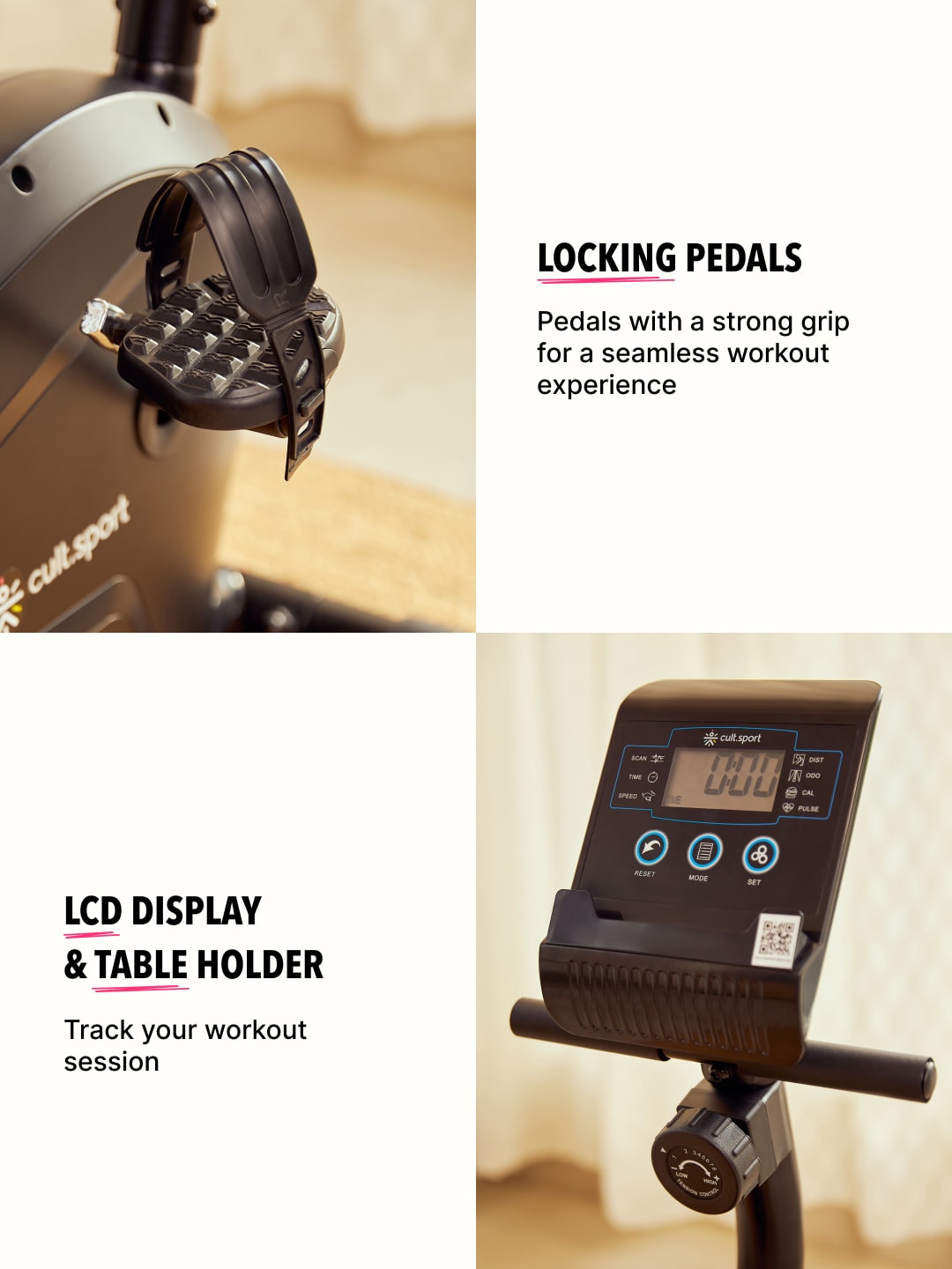 Smartbike Bali Max weight 110 kg with heart rate sensor and adjustable seat Exercise Bike Black (6 Months extended Warranty only on Cultsport.com)