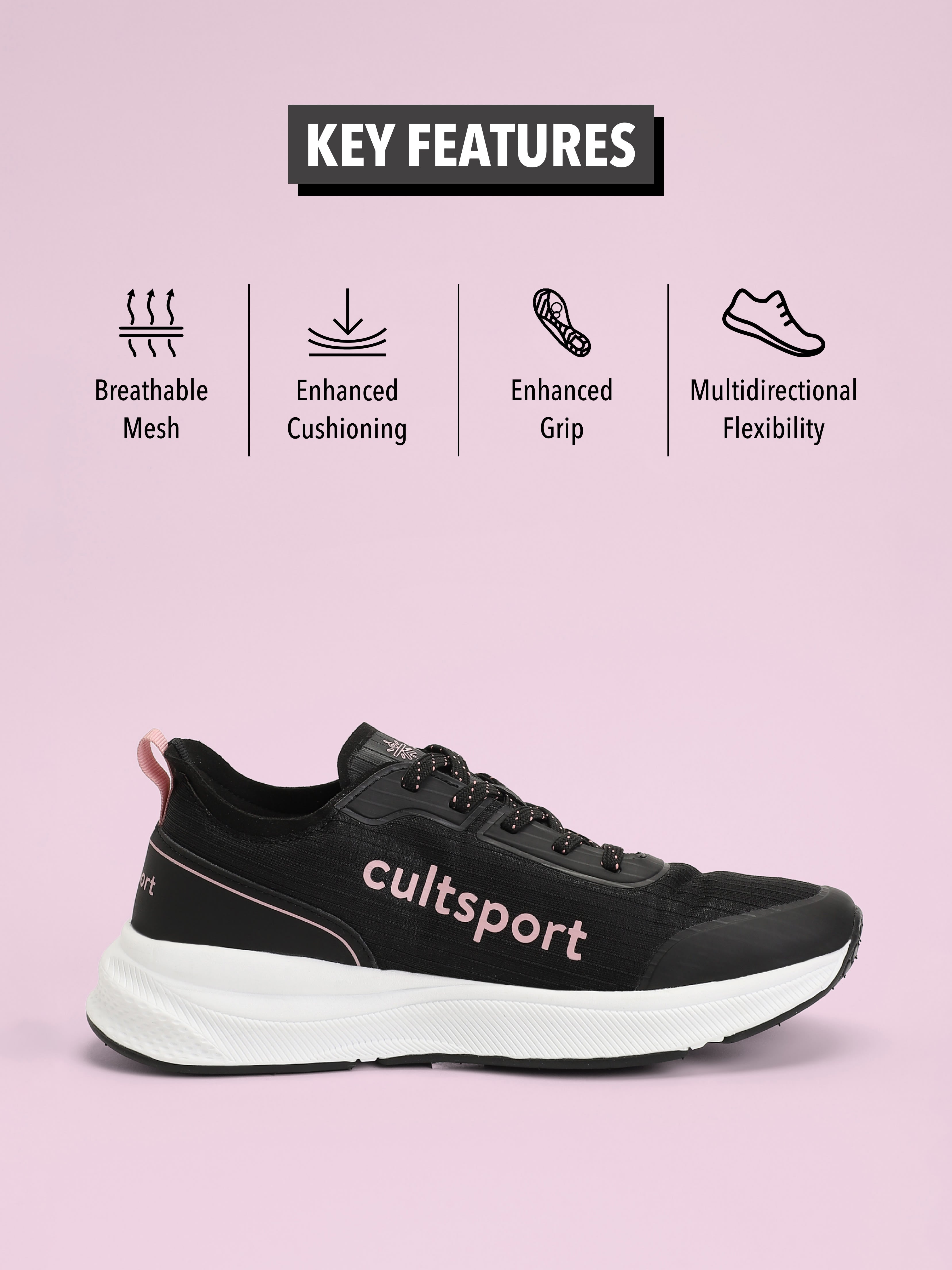 cult Flamingo Women Running Shoes - Black