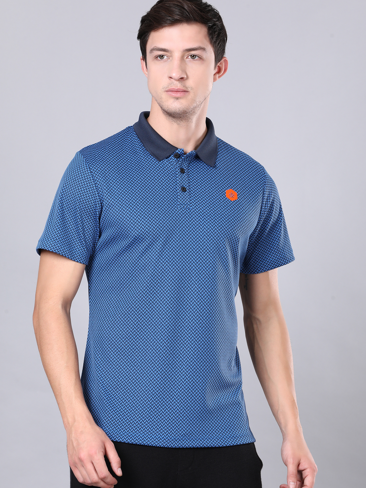 Signature Micro Prints Blue Polo