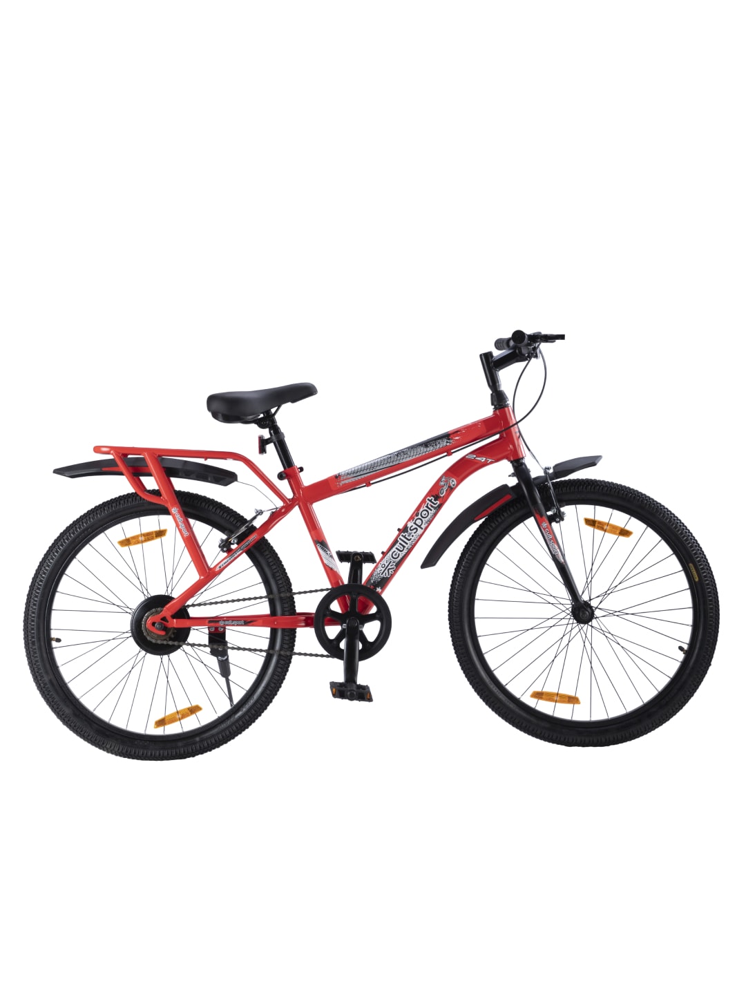ROKKIBC24Red Steel Single Speed 24 inch Mountain Cycle with Single Wall Rim and Rigid Fork