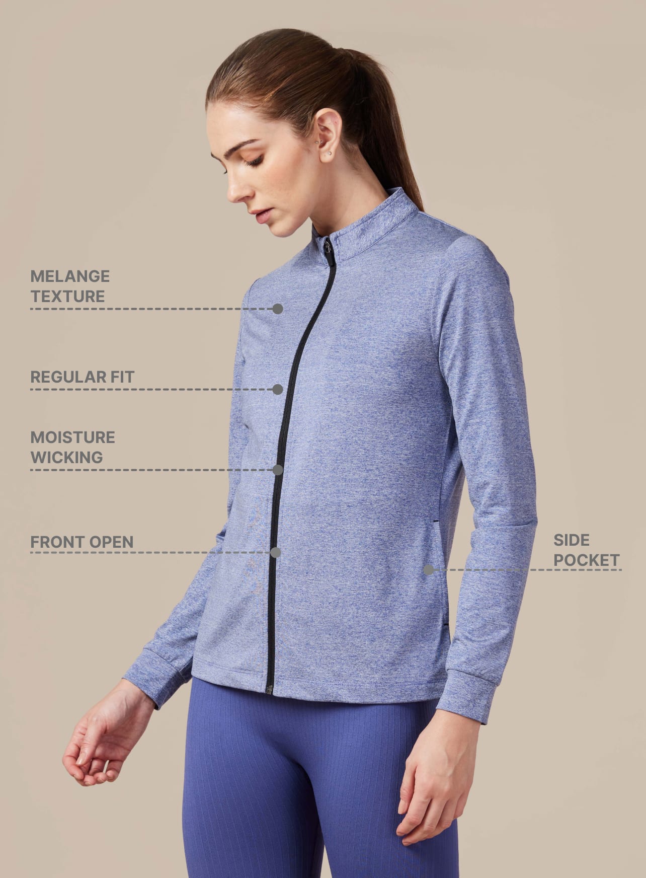 Women's Purple Melange Training Essential Jacket