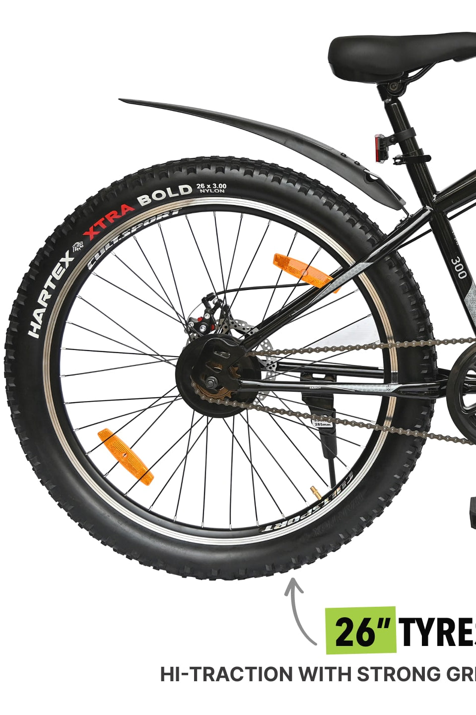 GTX30026TBLACK Steel Single Speed 26 inch Mountain Cycle, Front Suspension and Double Wall Alloy Rim,