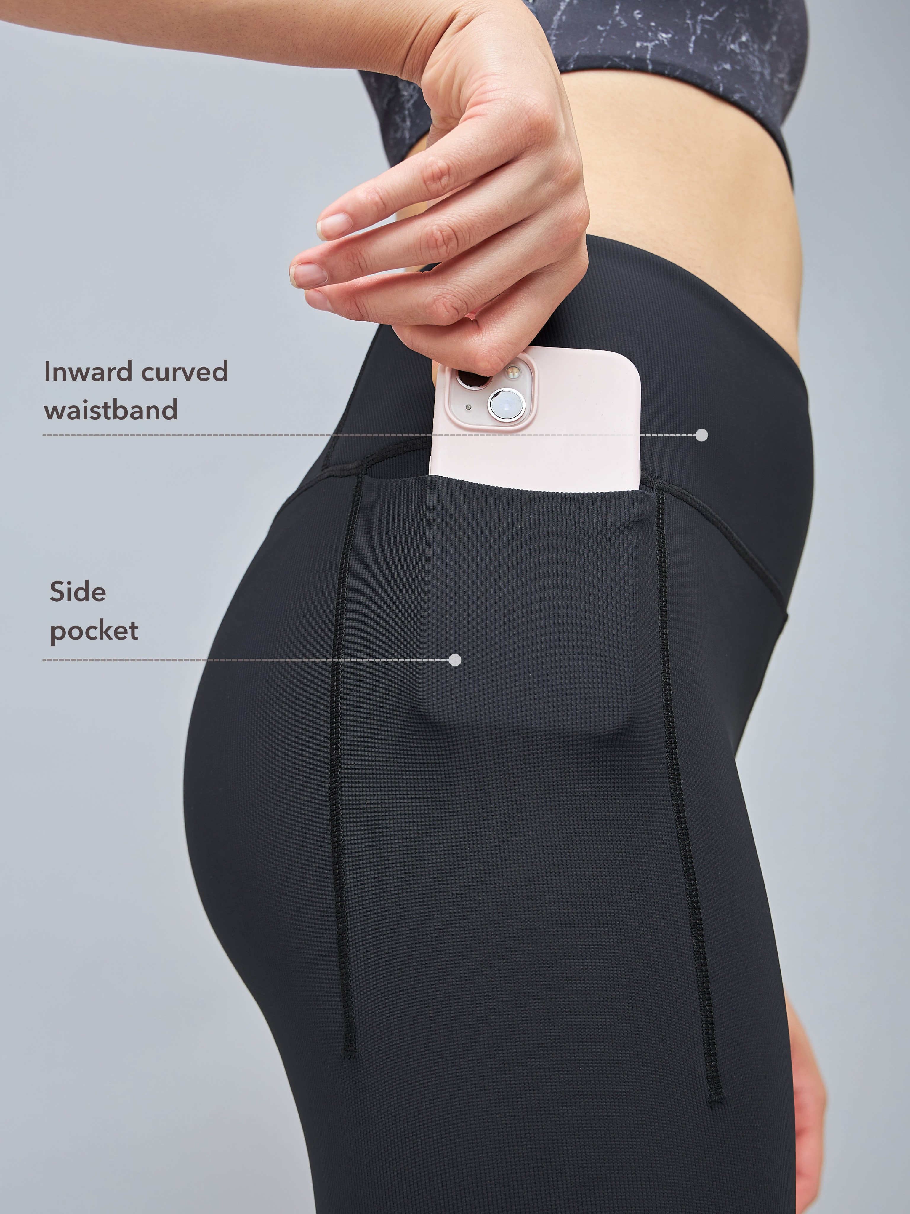 Black High Waist Straight Pants with Pocket For Women