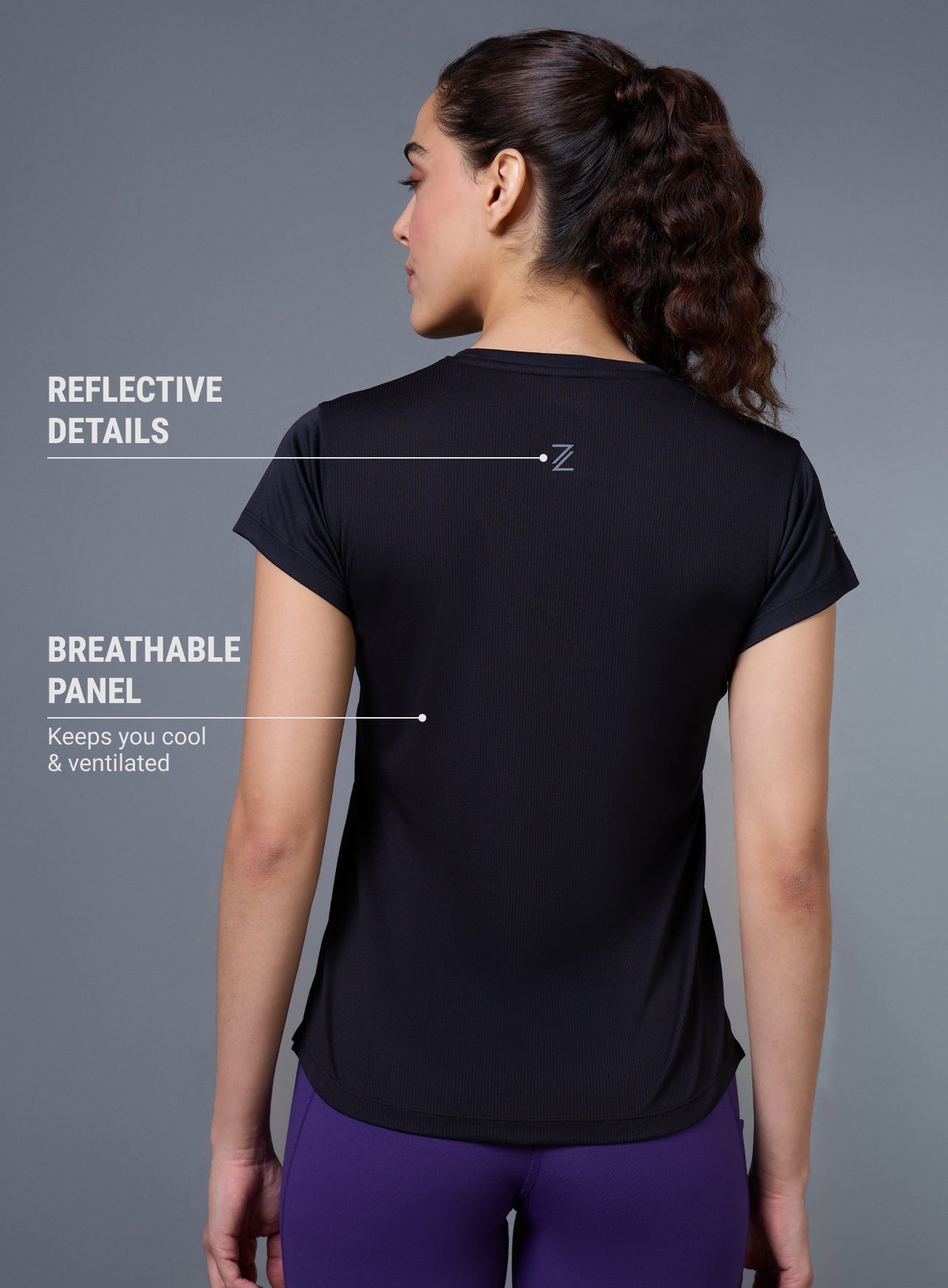 Women's Black Run Elevate Cropped T-shirt