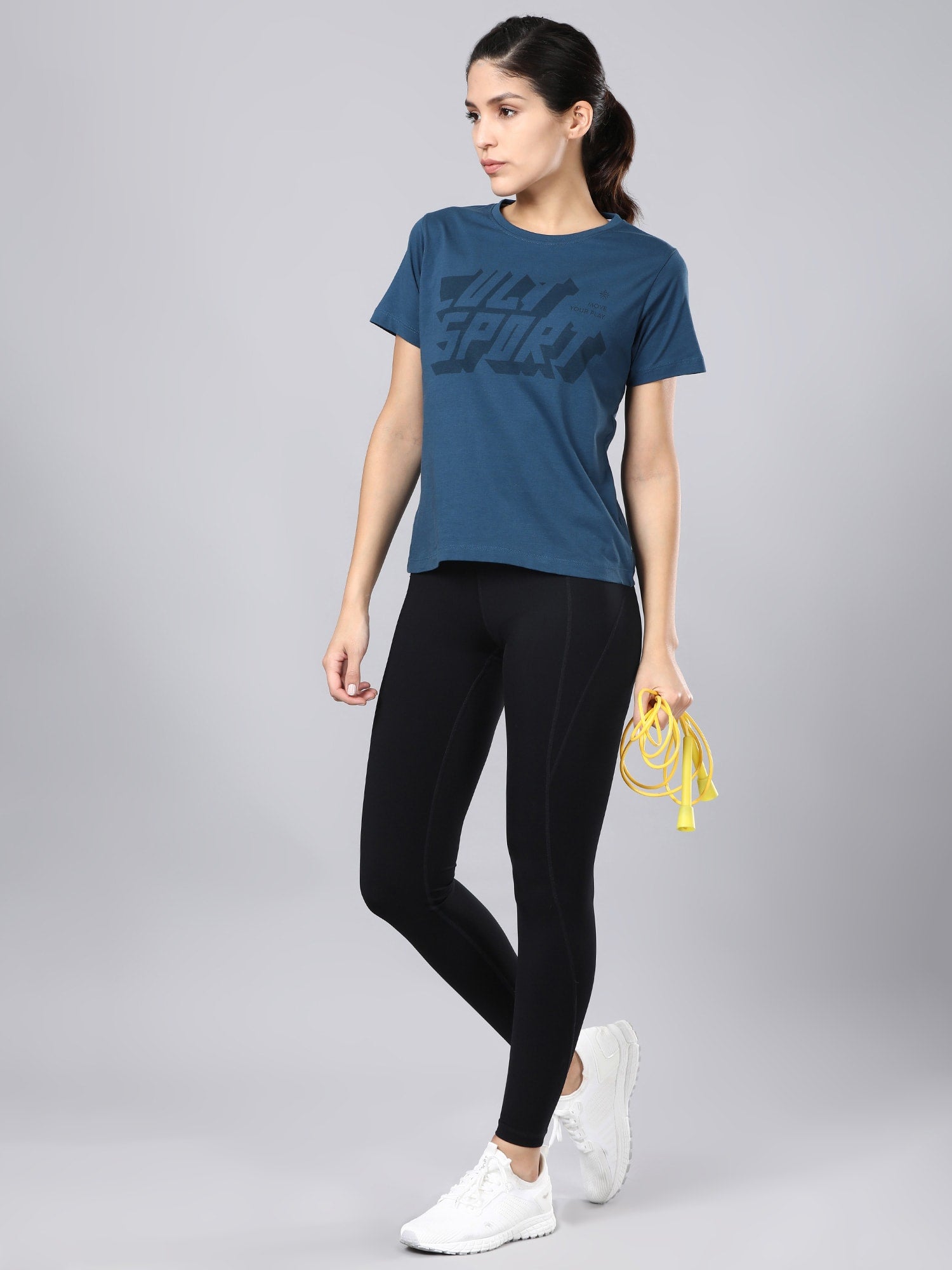 Flydry Cotton Dark Teal Cropped Workout Tee