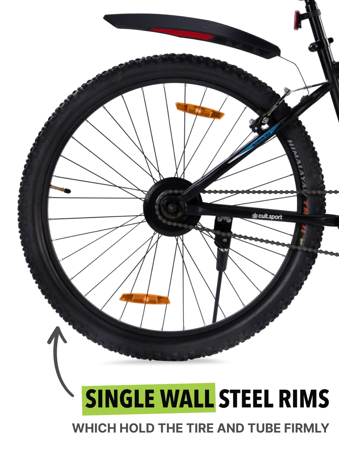 STUDPRO27.5TBLACK Steel Single Speed 27.5 inch Mountain Cycle with Single Wall Rim and Rigid Fork