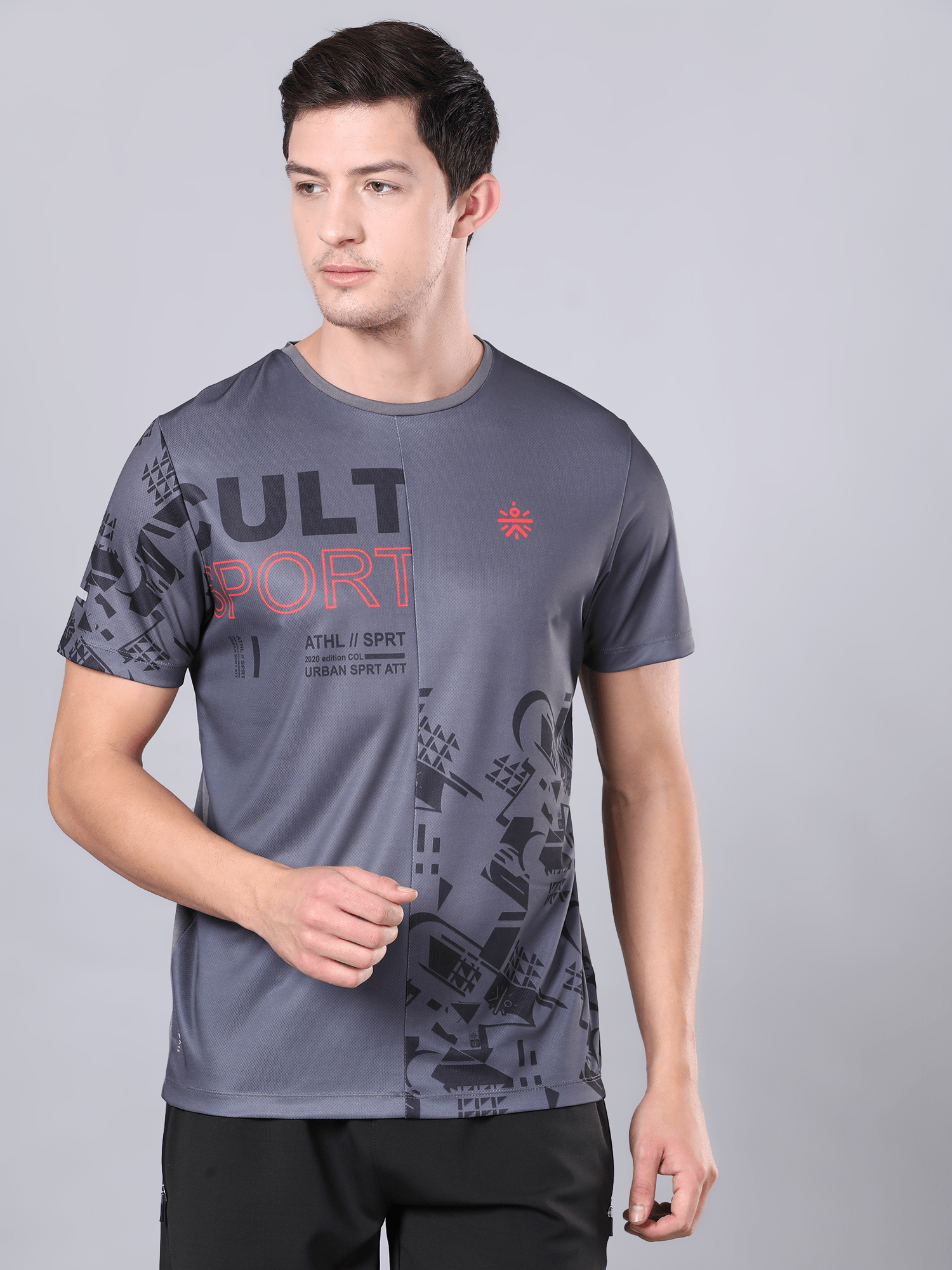 Dugout Houndstooth Anthra Workout Tee