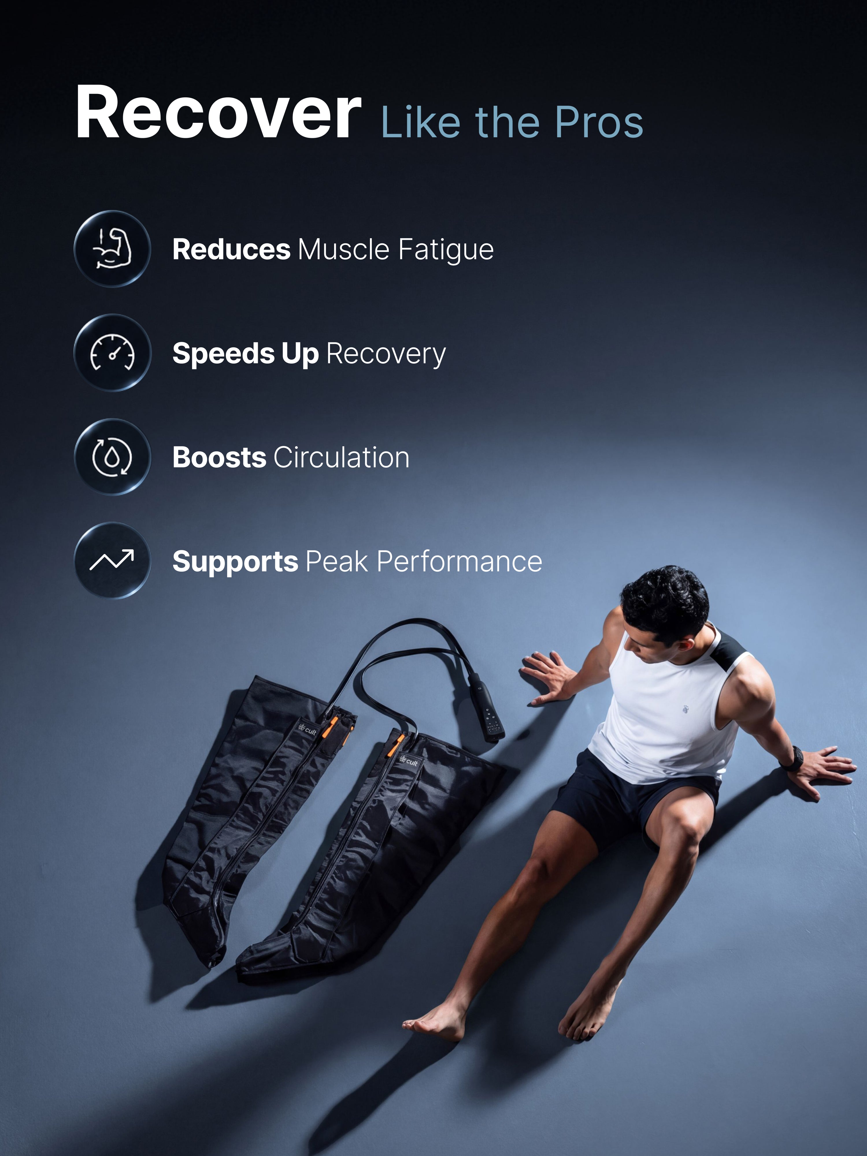 Cult Recover X Air Compression Leg Massager, 360° Full Leg Coverage, Adaptive Compression, 7 Recovery Modes, 3 Pressure Intensities, Adjustable Timer