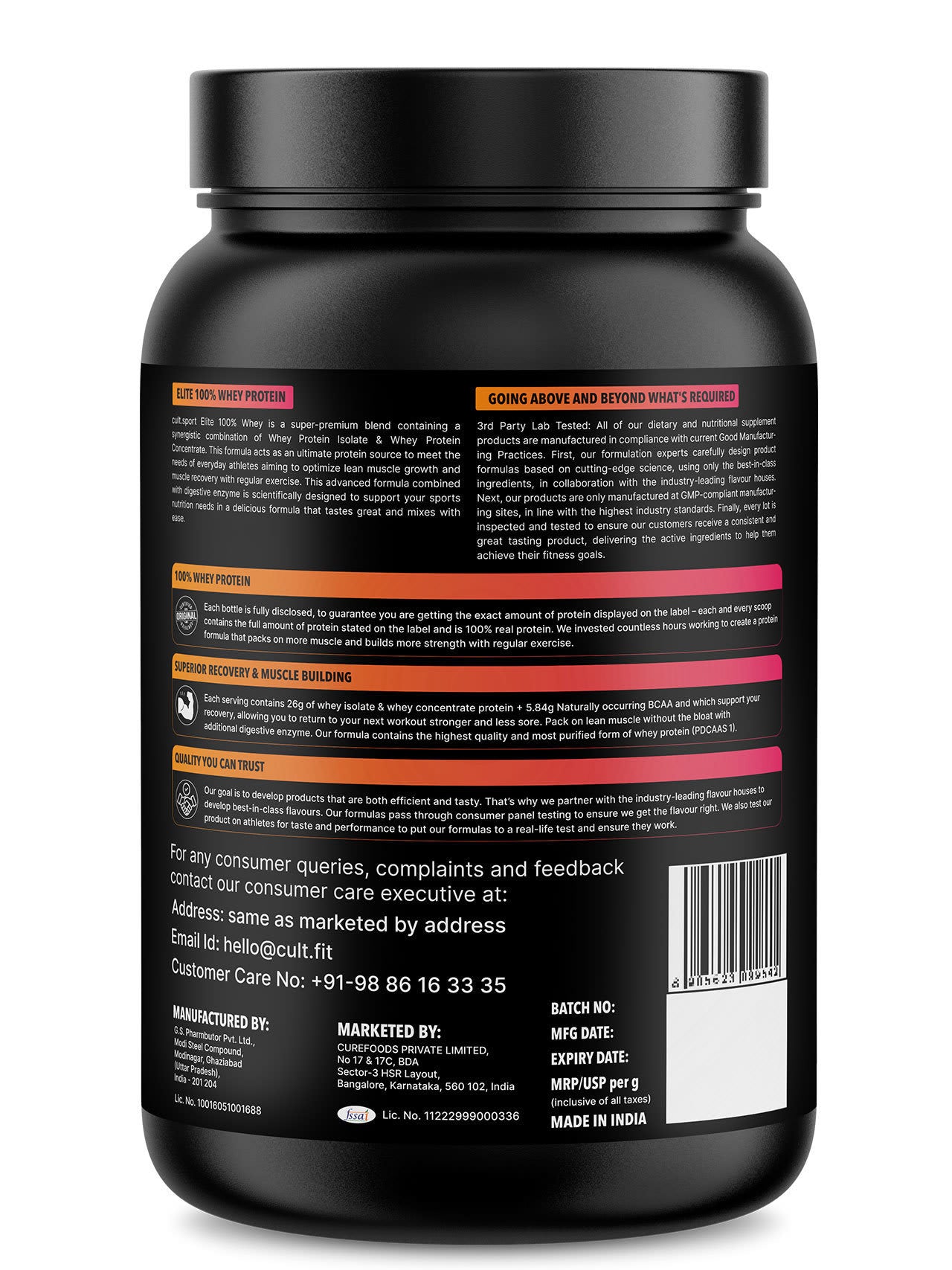 100% Whey Protein Premium Protein - 1kg | Sugar free | Protein Powder for Men & Women for Muscle Support & Recovery | 25g Protein Per Serving | 2.5g BCAA, 3.9g Glutamic acid | Belgium Dark Chocolate