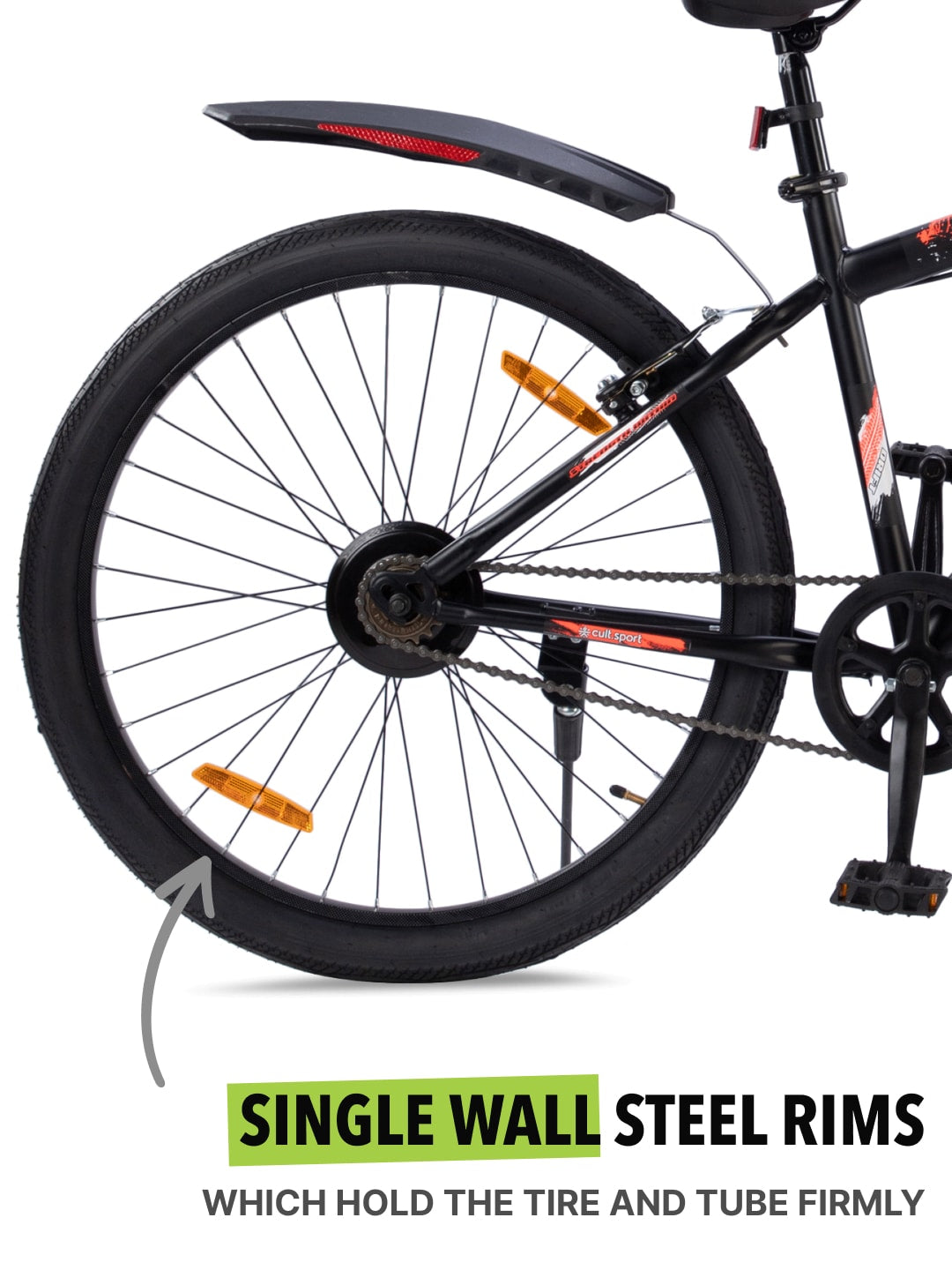 ROKKPRO26TBLACK Steel Single Speed 26 inch Mountain Cycle with Single Wall Rim and Rigid Fork