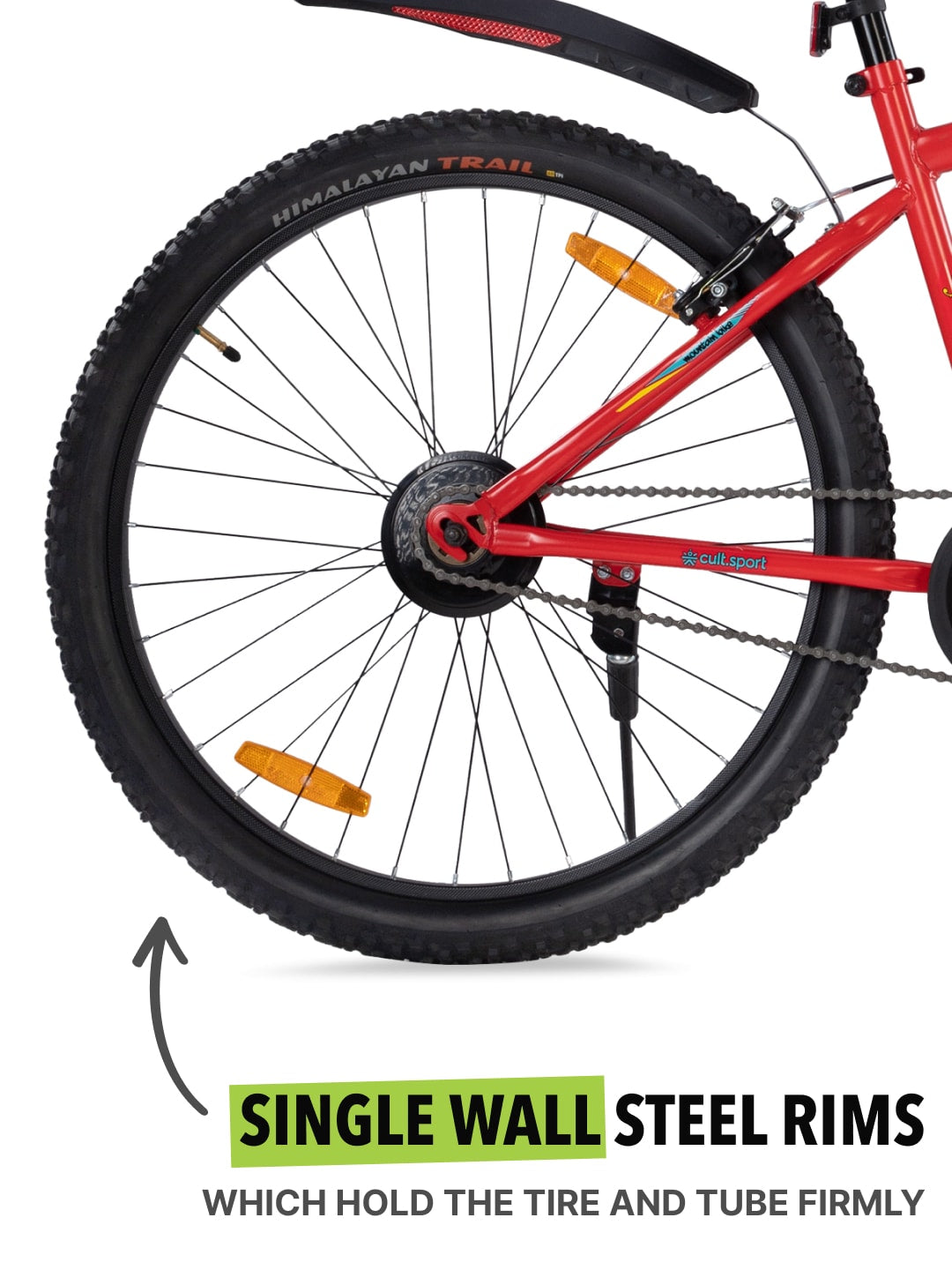 STUDPRO27.5TRED Steel Single Speed 27.5 inch Mountain Cycle with Single Wall Rim and Rigid Fork