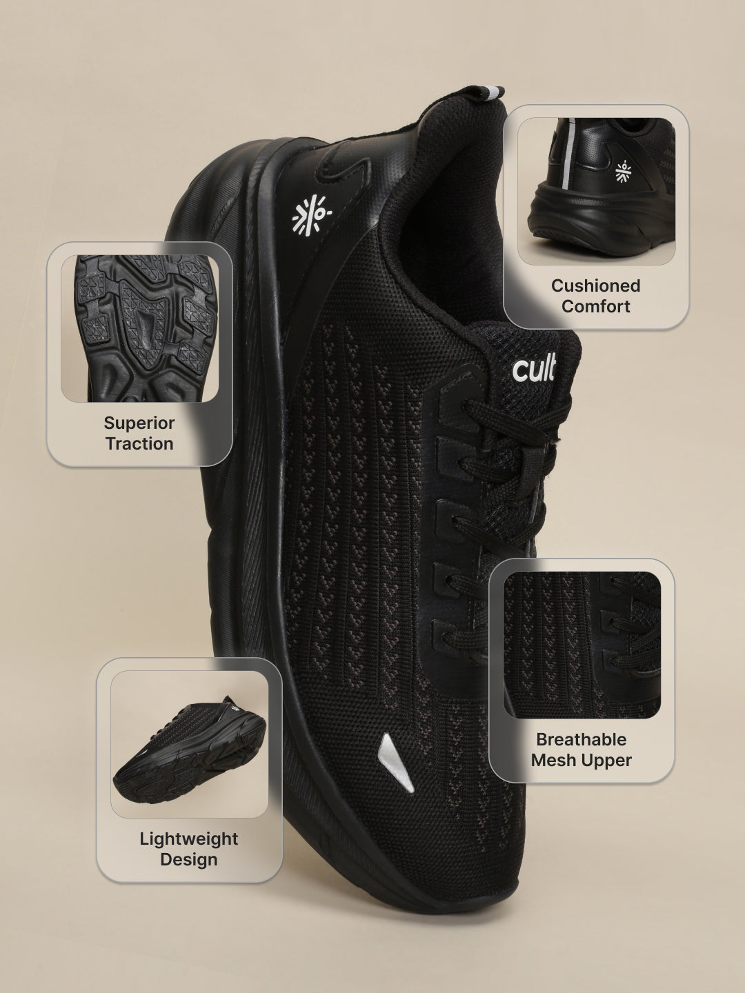 cult Men's Raze Running Shoes - Black