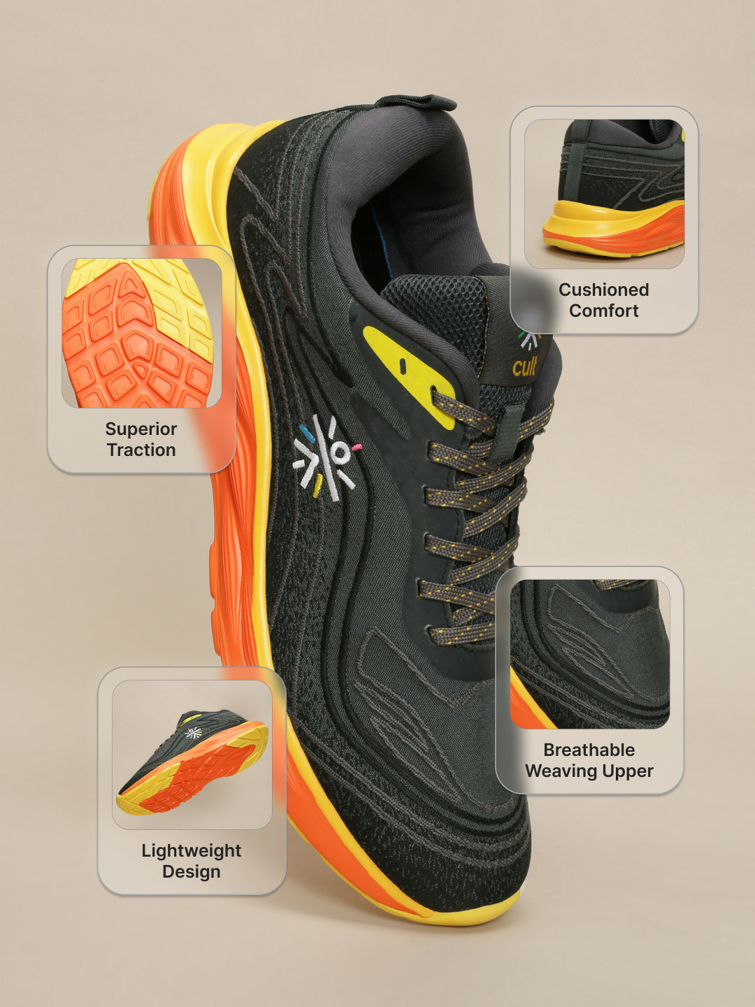 cult Men's DynamicWave Running Shoes - D.Grey