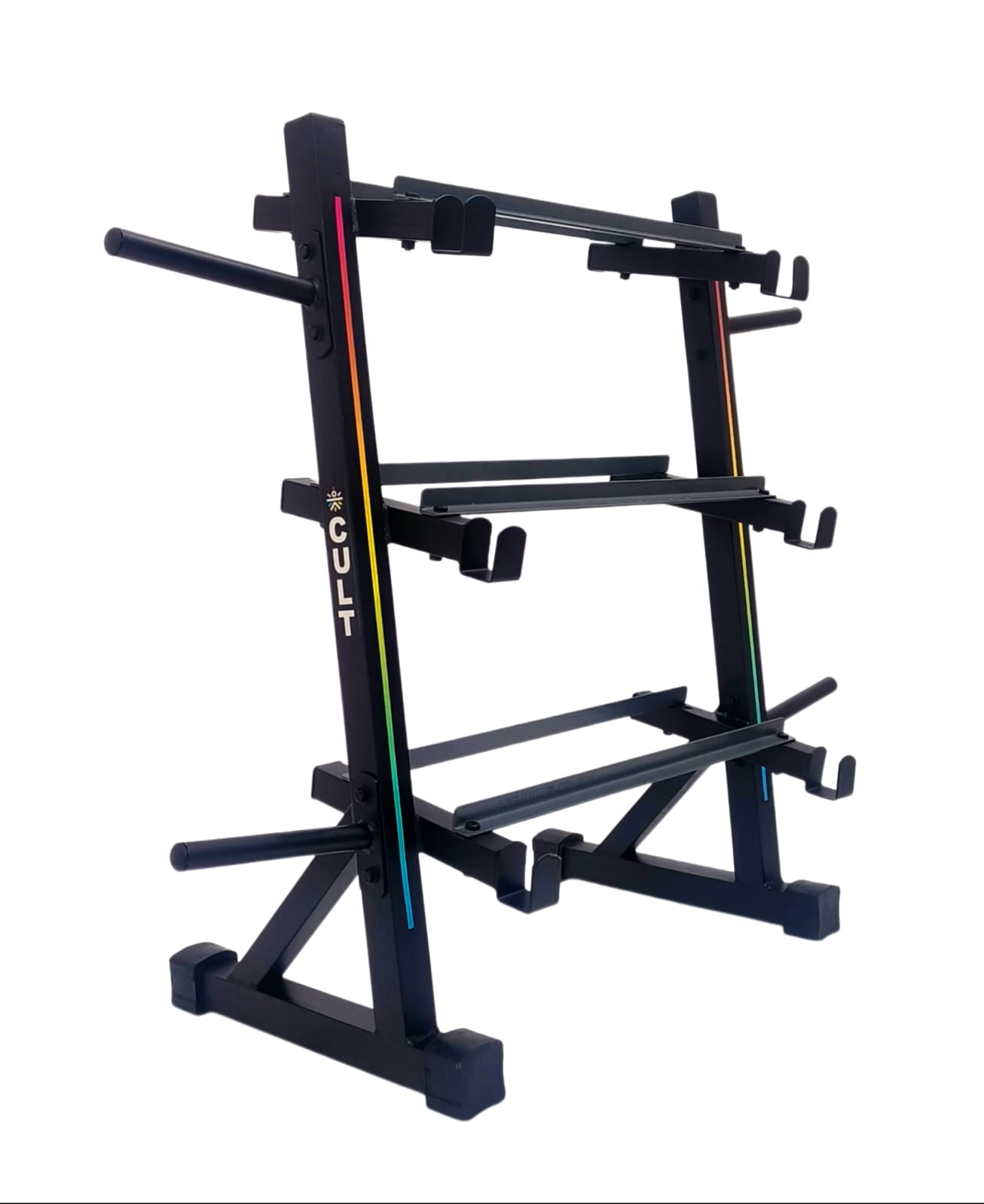 Cult 3 Level Storage Rack for weights (Rod, Plates & Dumbbell) | 300 Kg Max Load | Compact, Stable & Space-Efficient Design for home use