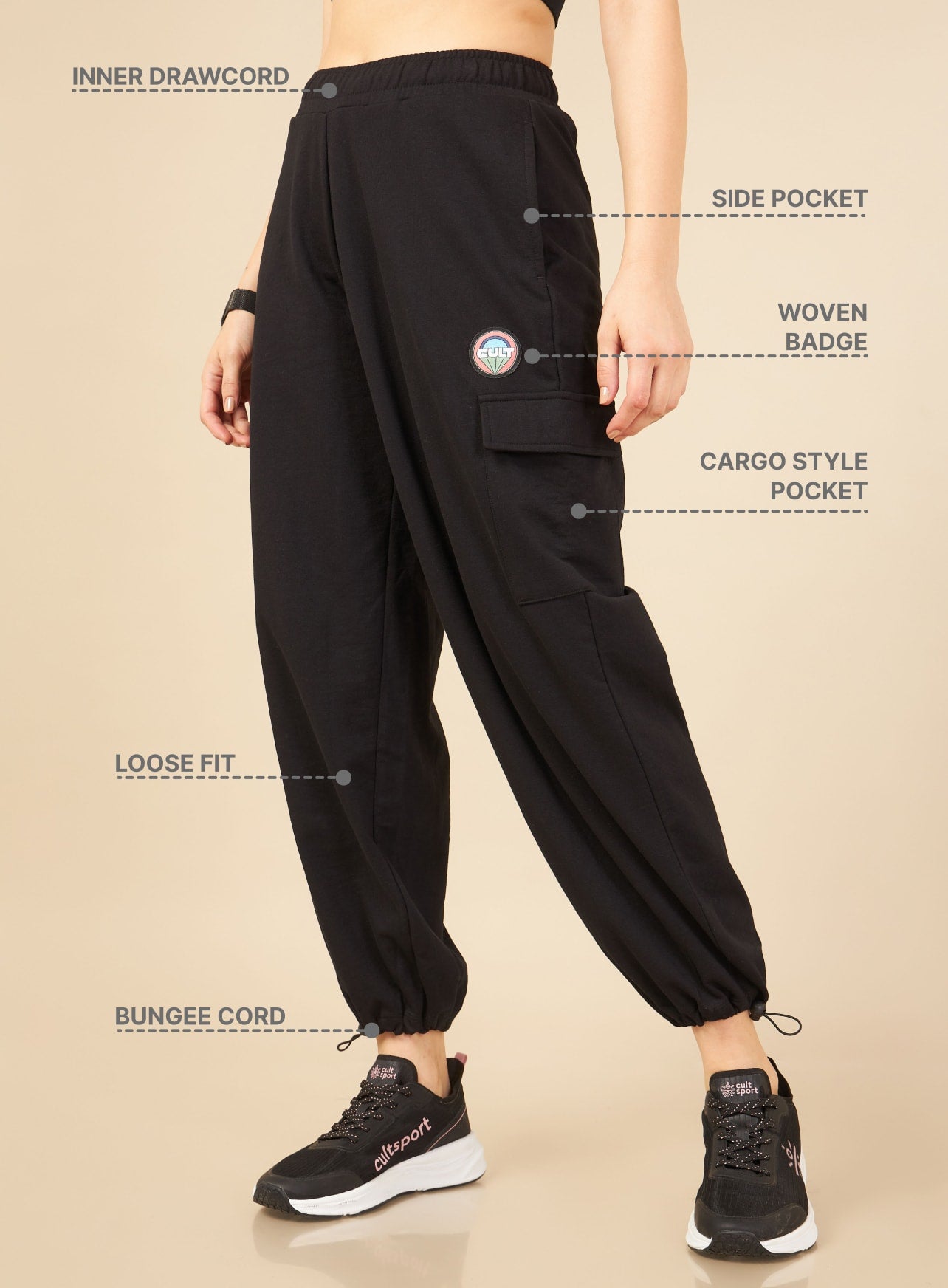 Women Black Club Utility Joggers