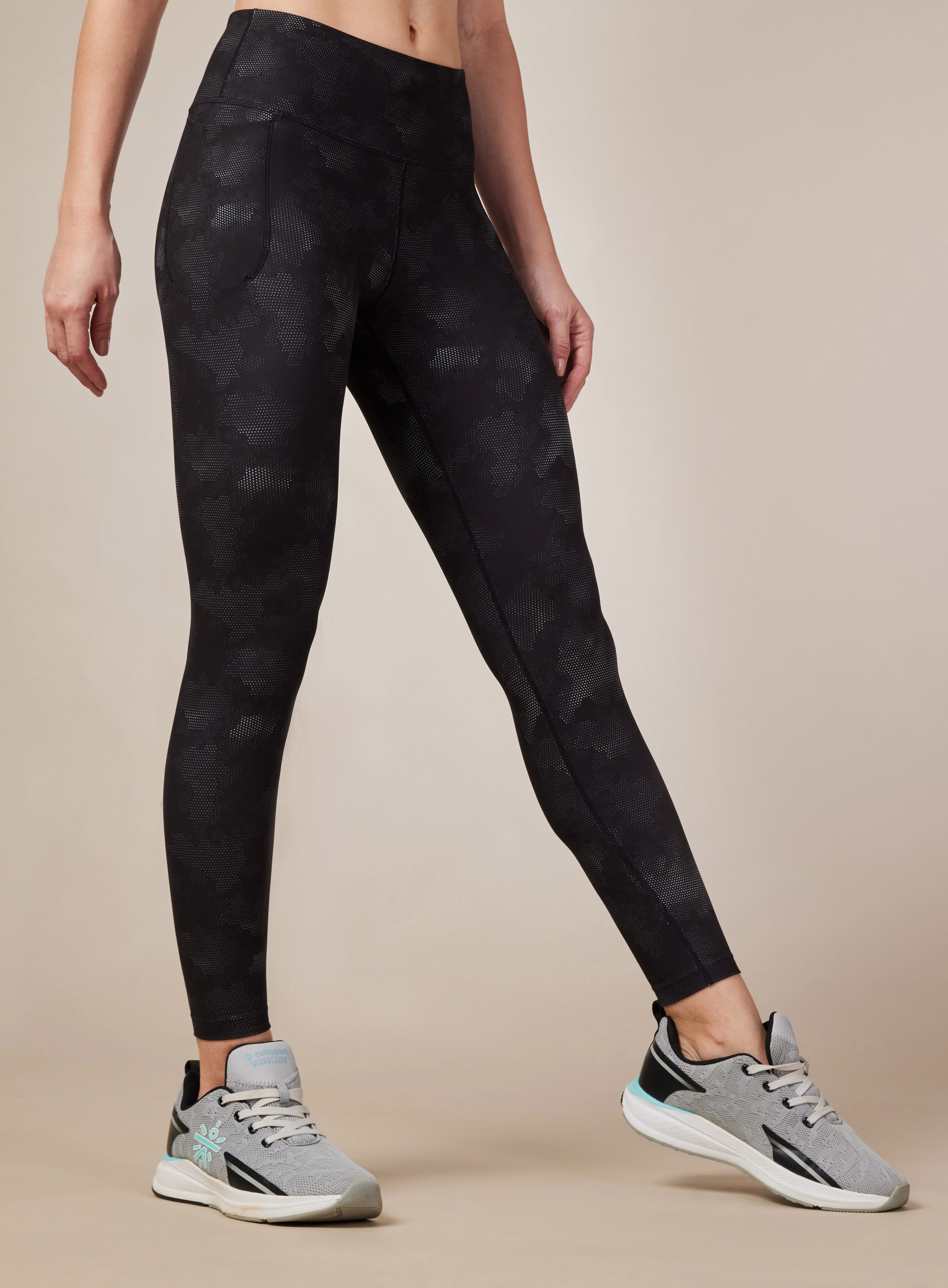 Black Printed Performance Tights