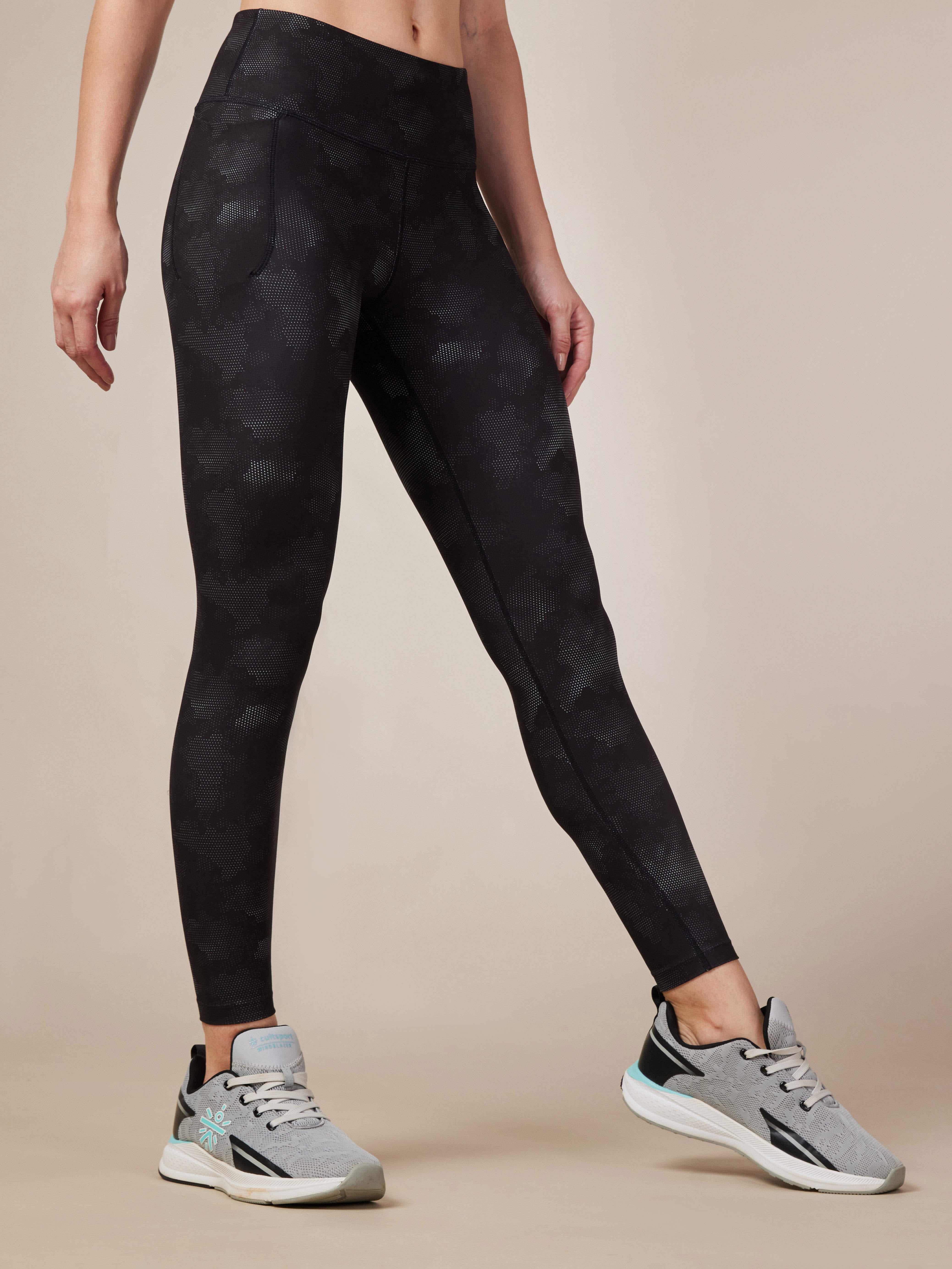 Black Printed Performance Tights