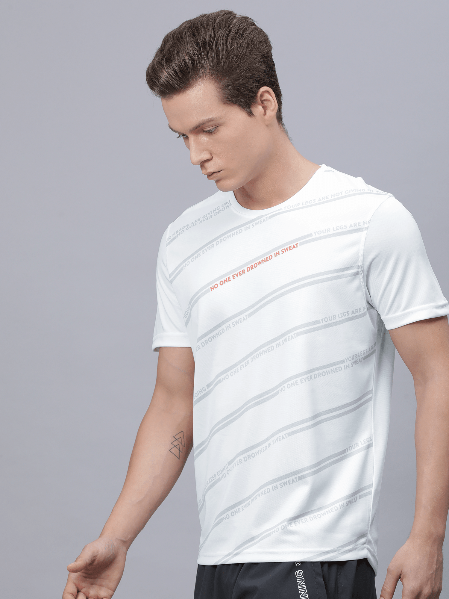 Signature Slant White Workout Tee