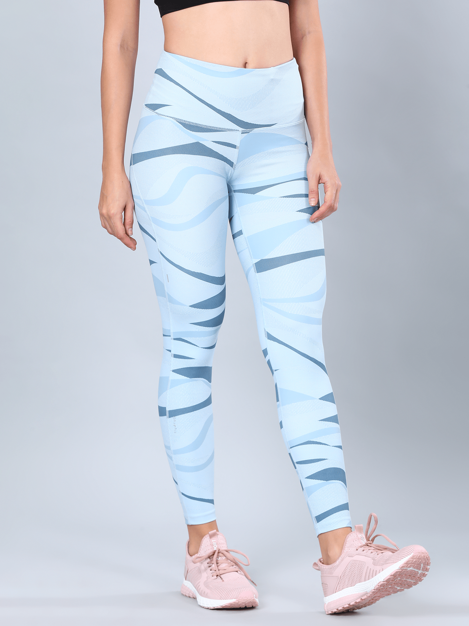 AbsoluteFit Abstract Blue Stripe Workout Leggings