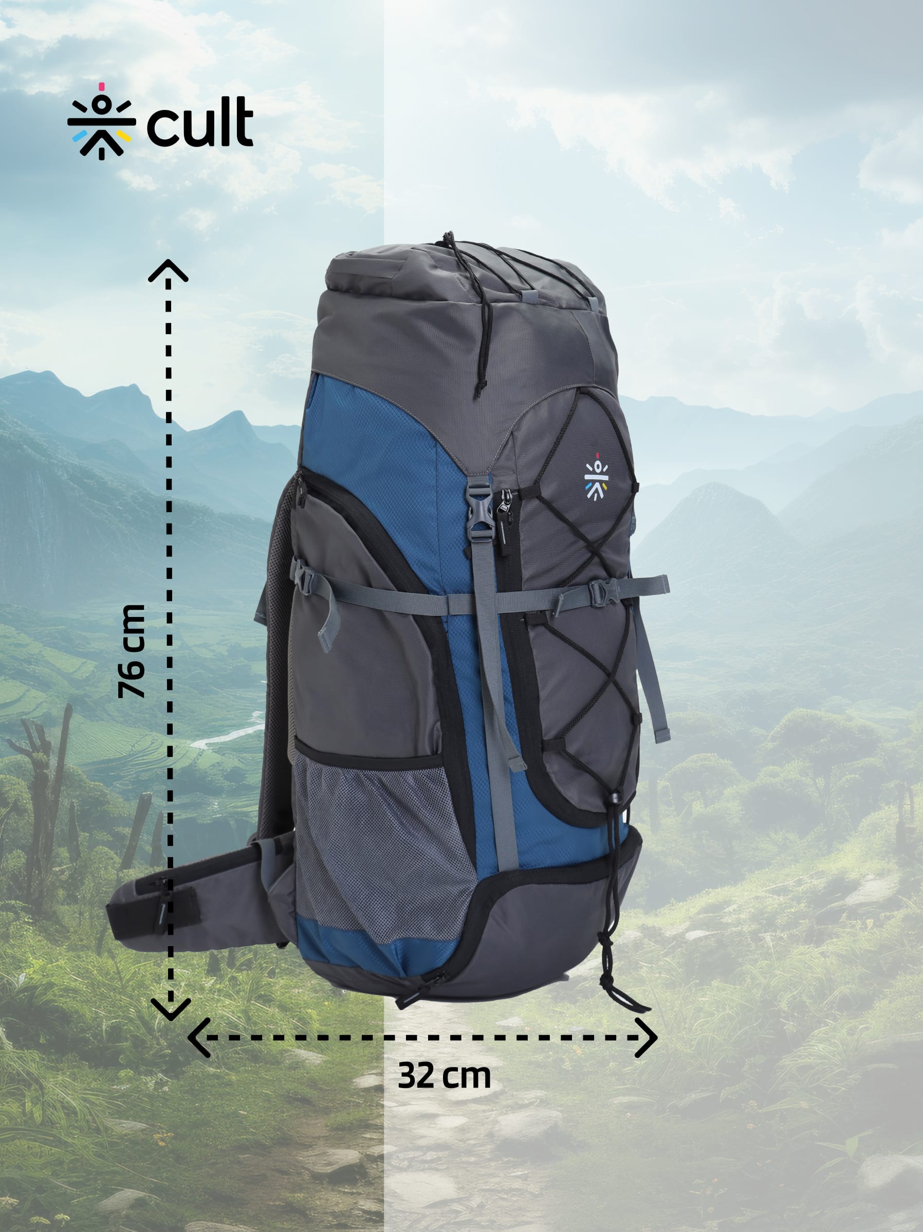 Travel Rucksack 65 L Grey Blue