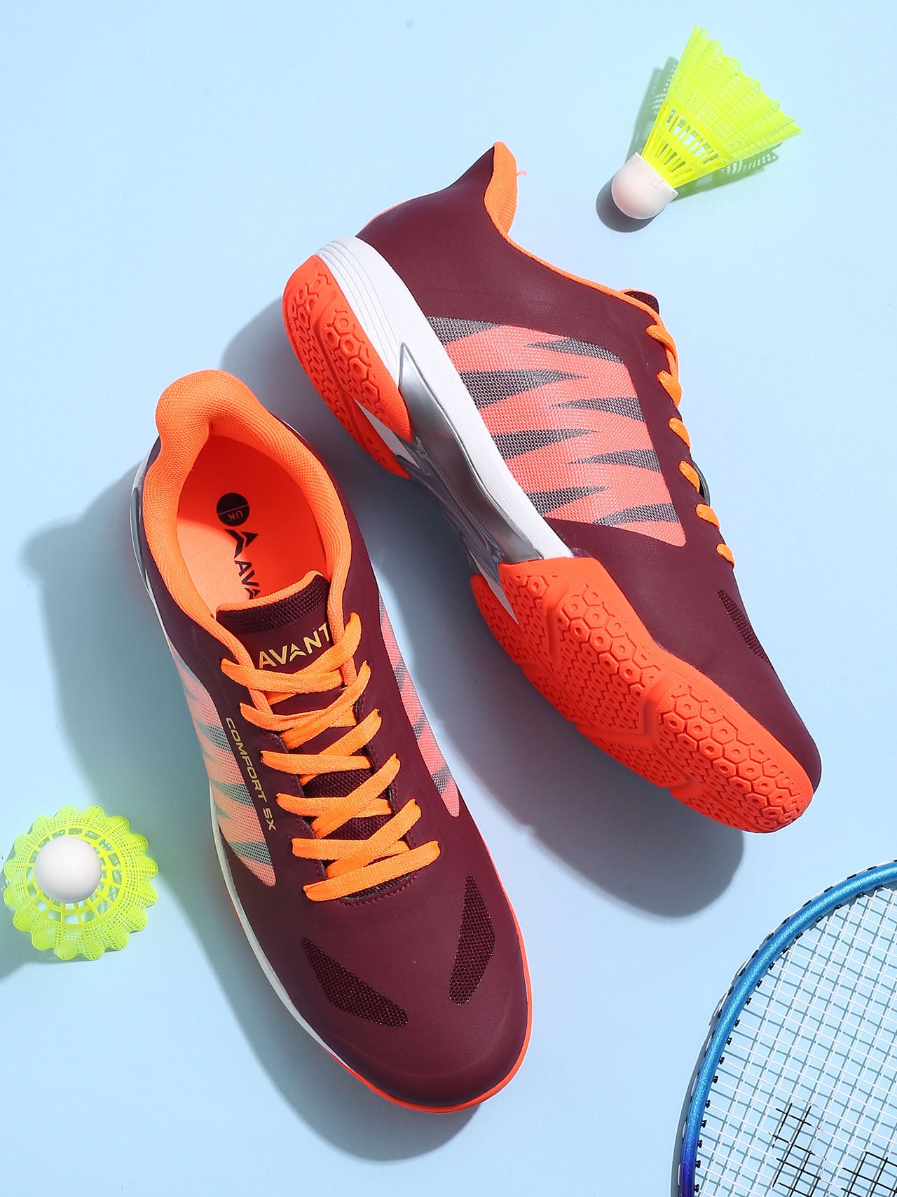 Avant Men's Dynamo Badminton Shoes - Maroon/Orange