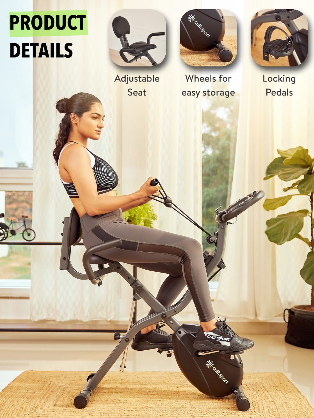 Smartbike Beirut Magnetic Resistance Maximum 110 Kg Indoor Cycle Exercise Bike Black, Grey (6 Months extended Warranty only on Cultsport.com)