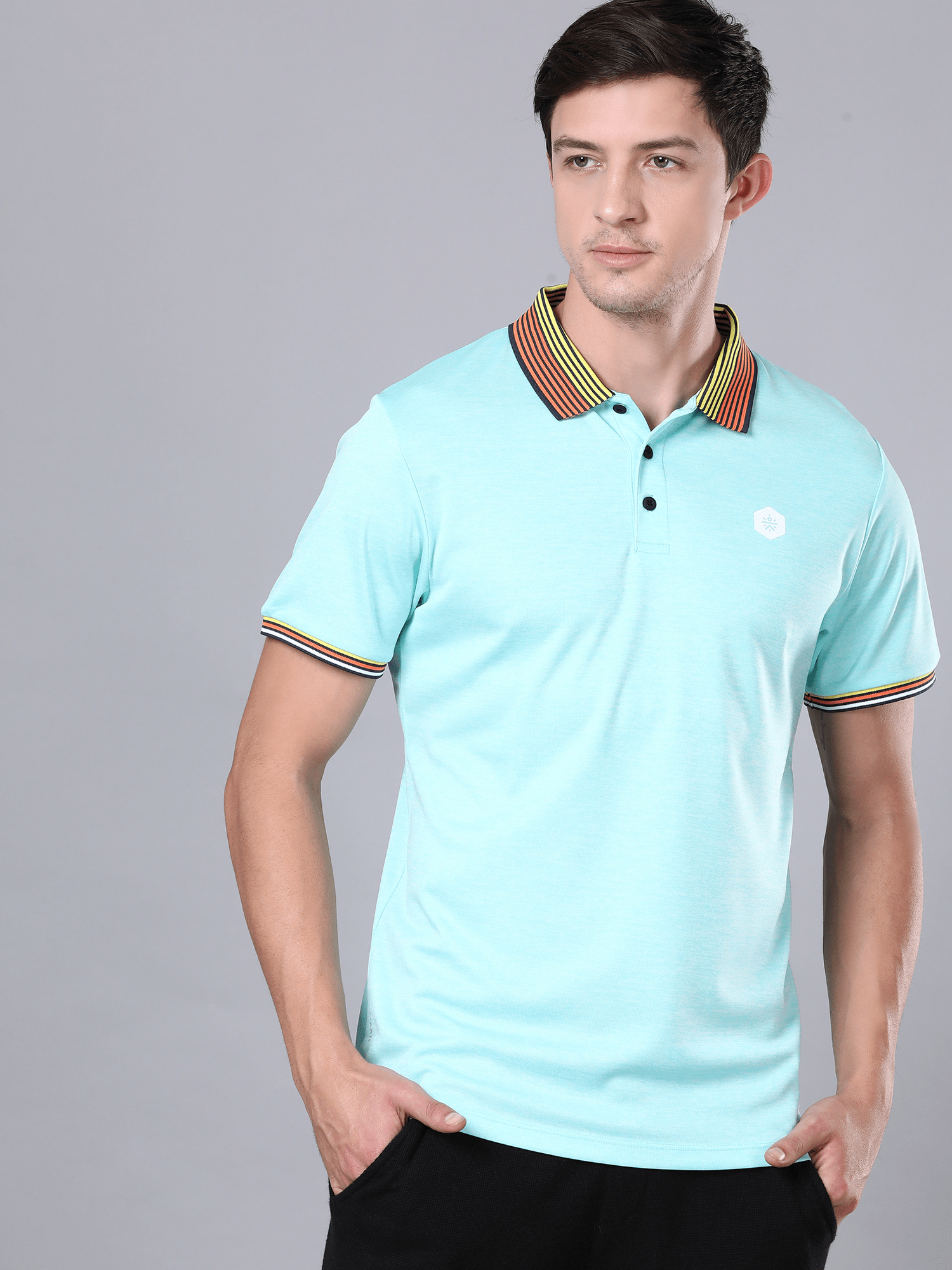 Signature Tri color Aqua Polo