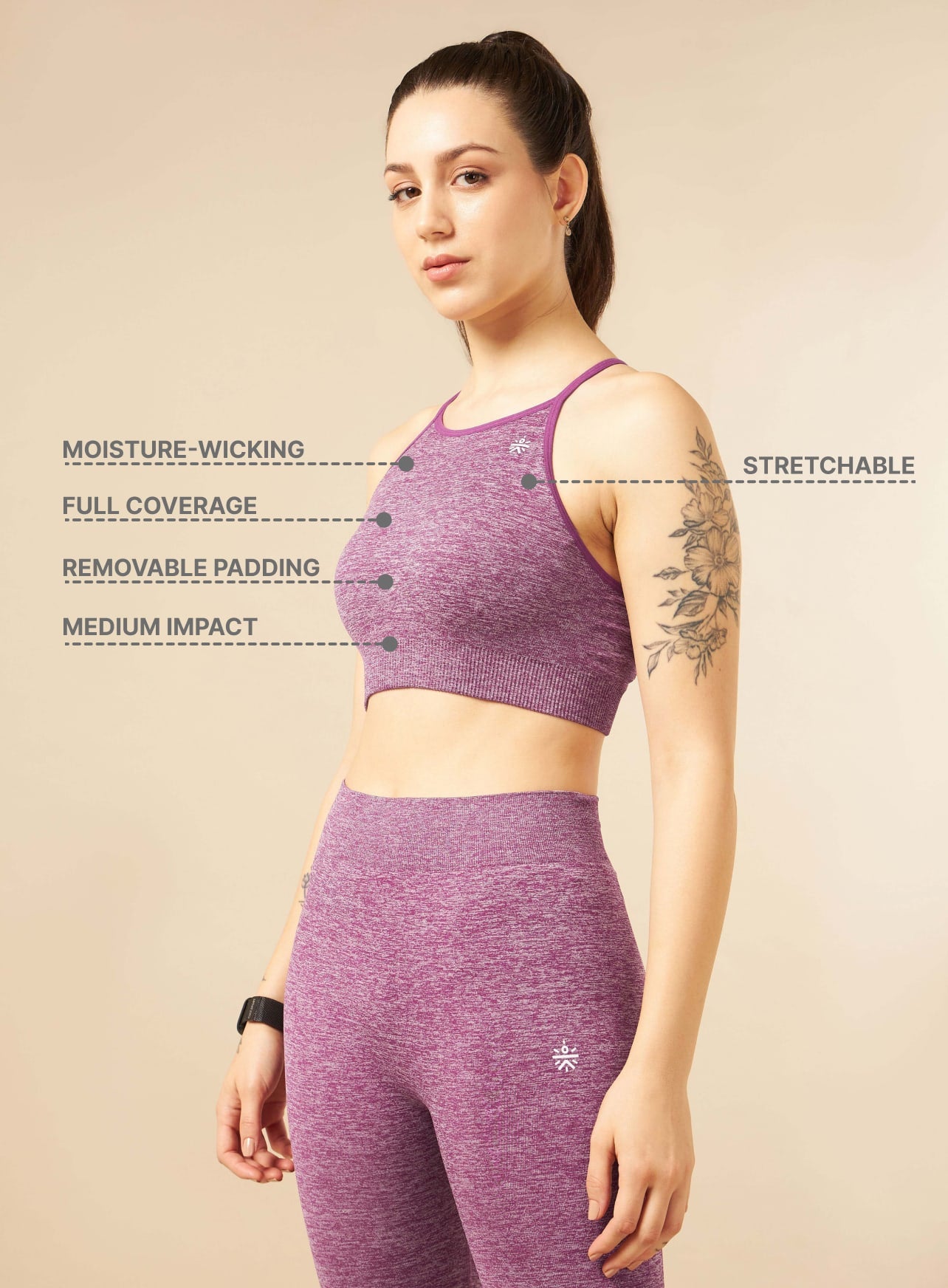 Purple Seamless Medium-Support Sports Bra