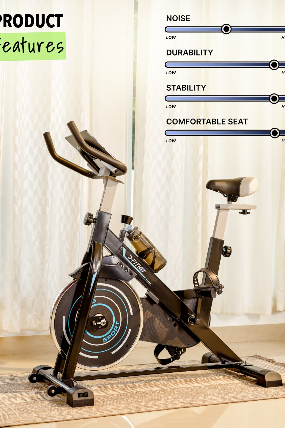 FK4000 Spinbike | 6kg Flywheel | Max Weight 120kg | Friction Resistance Stepless | Blue (with 6 months extended warranty)