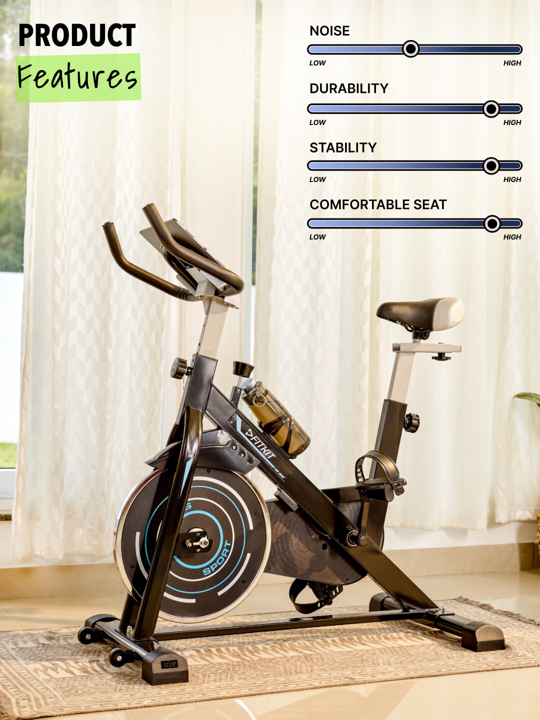 FK4000 Spinbike | 6kg Flywheel | Max Weight 120kg | Friction Resistance Stepless | Blue (with 6 months extended warranty)