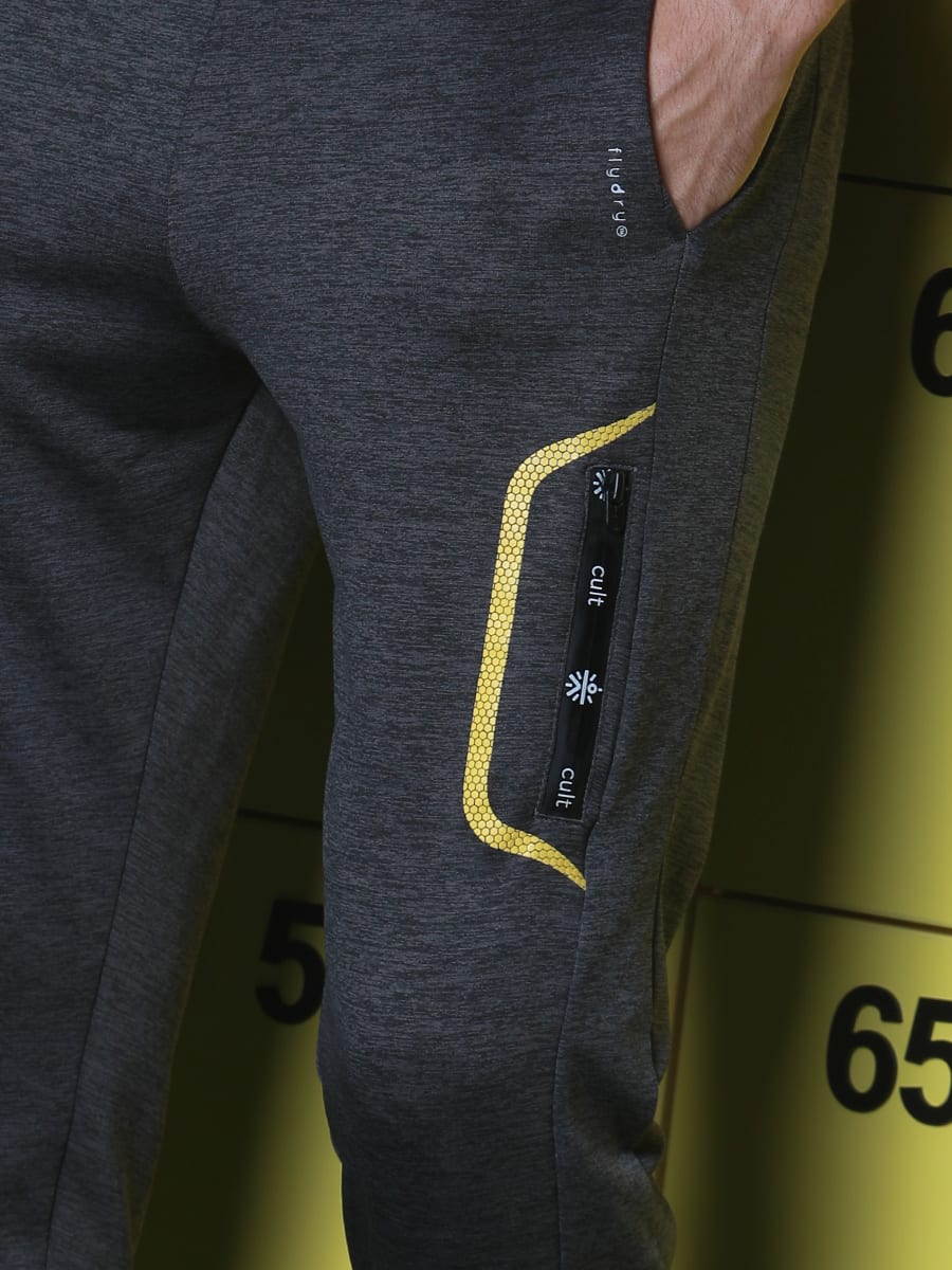 Men Vital Charcoal Yellow Tapered Tracks