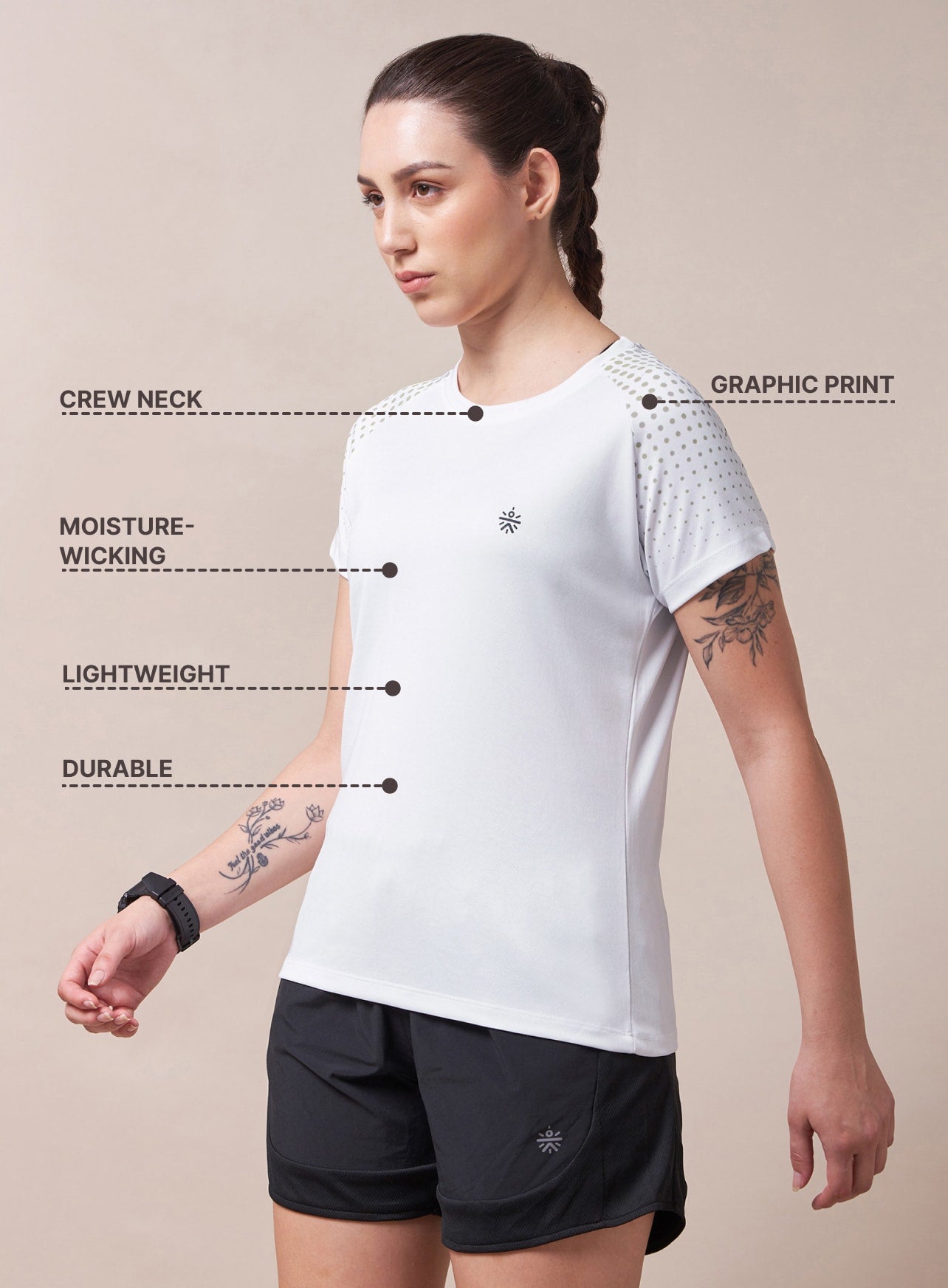 Halftone Print Raglan Workout T-shirt