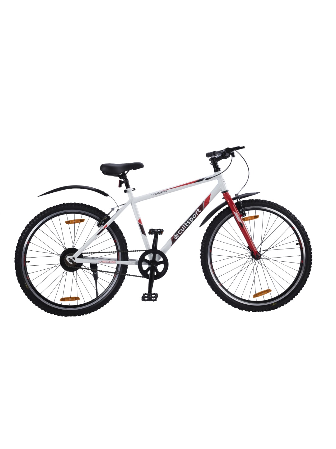 Vegas White Steel Single Speed Cycle 26 inch City Bike with Double Wall Rim and Rigid Fork