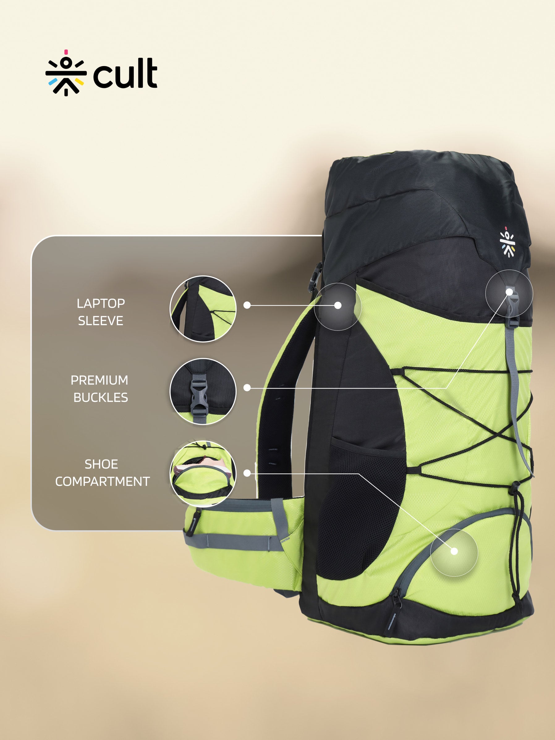 Travel Rucksack 60 L Green