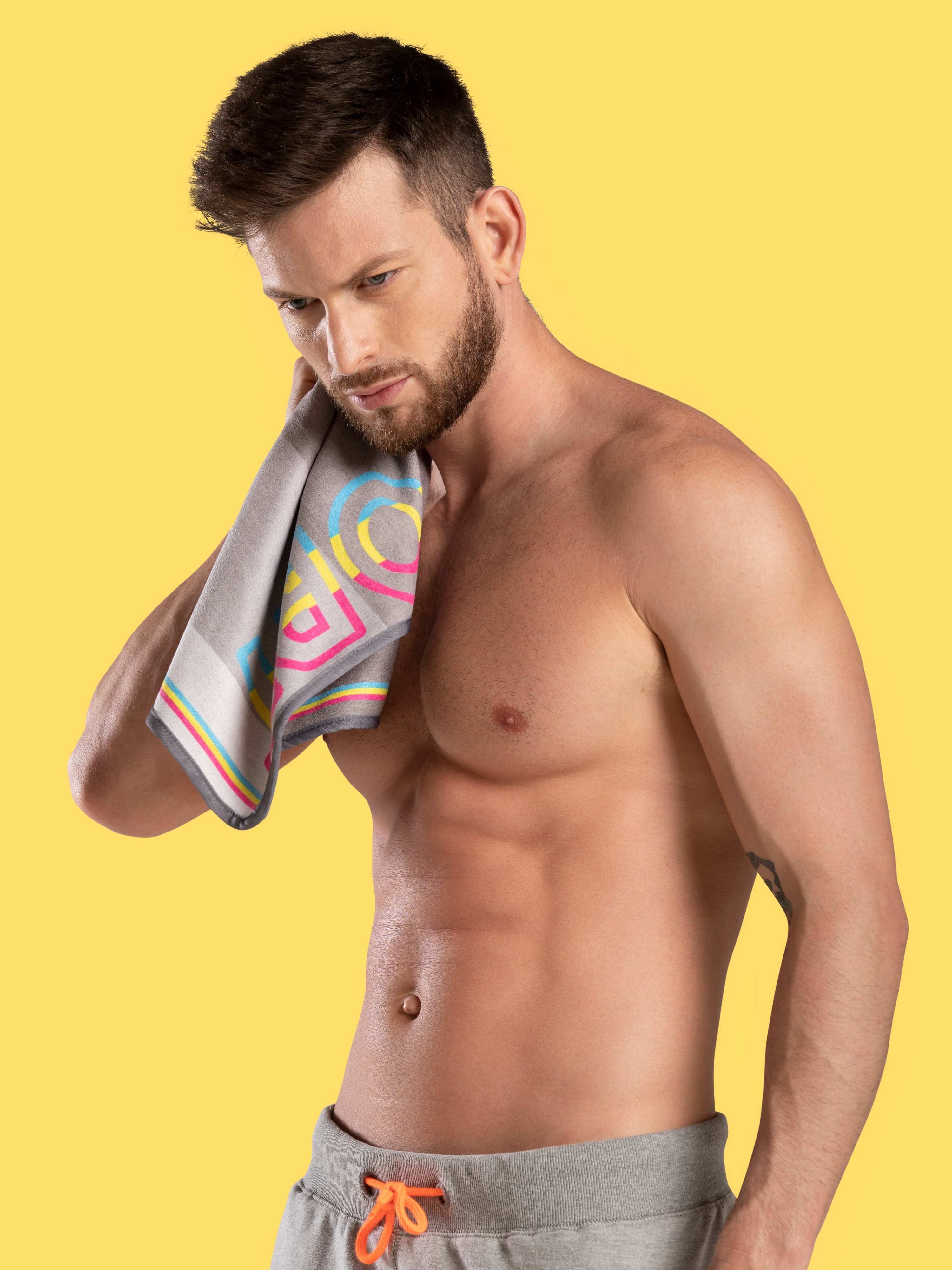 Monochrome Grey Microfibre Gym Towel