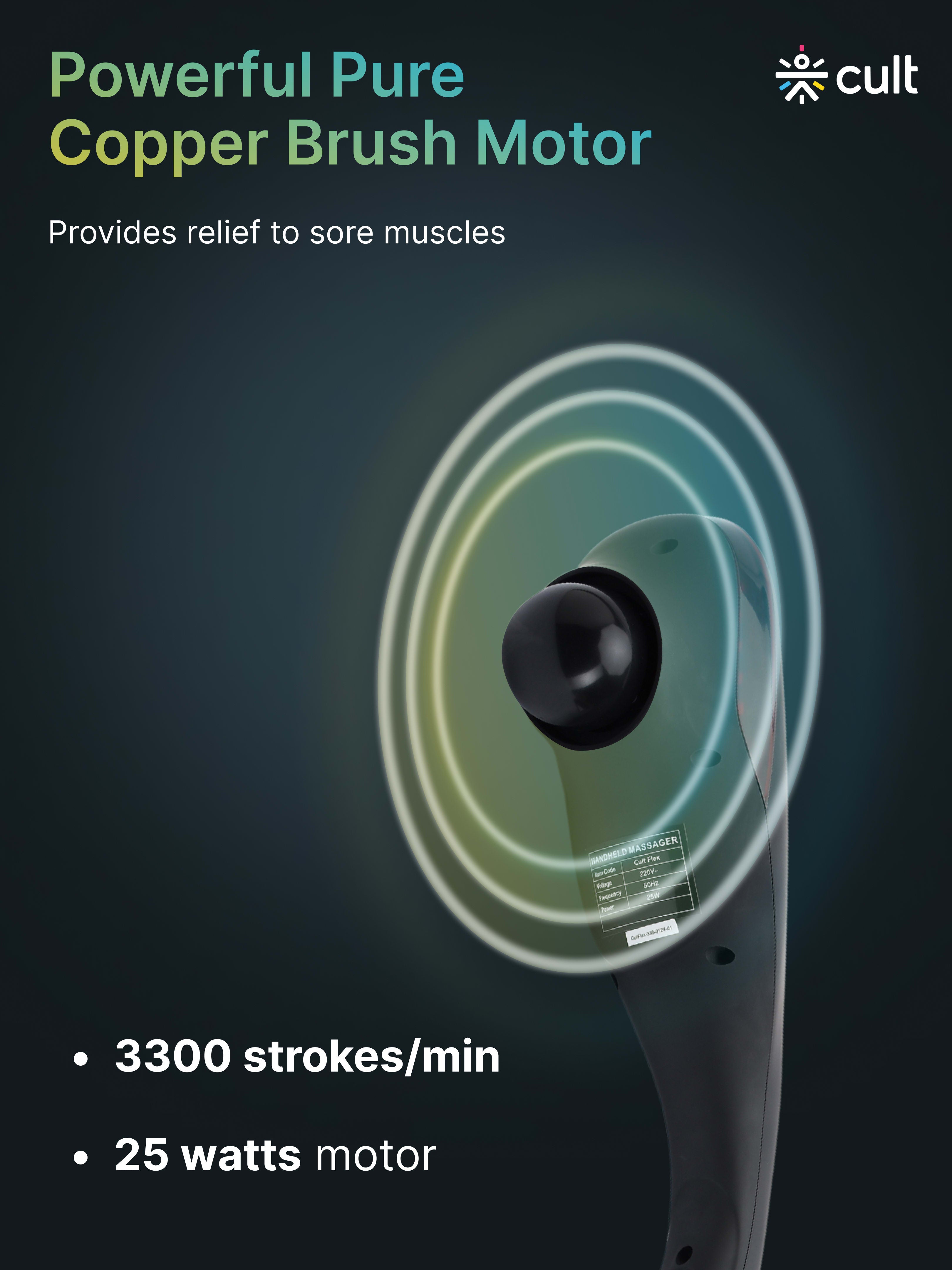 Cult Flex Corded Electric Handheld Full Body Massager with 4 Interchangeable Heads and Adjustable Speed Settings for Pain Relief and Relaxation