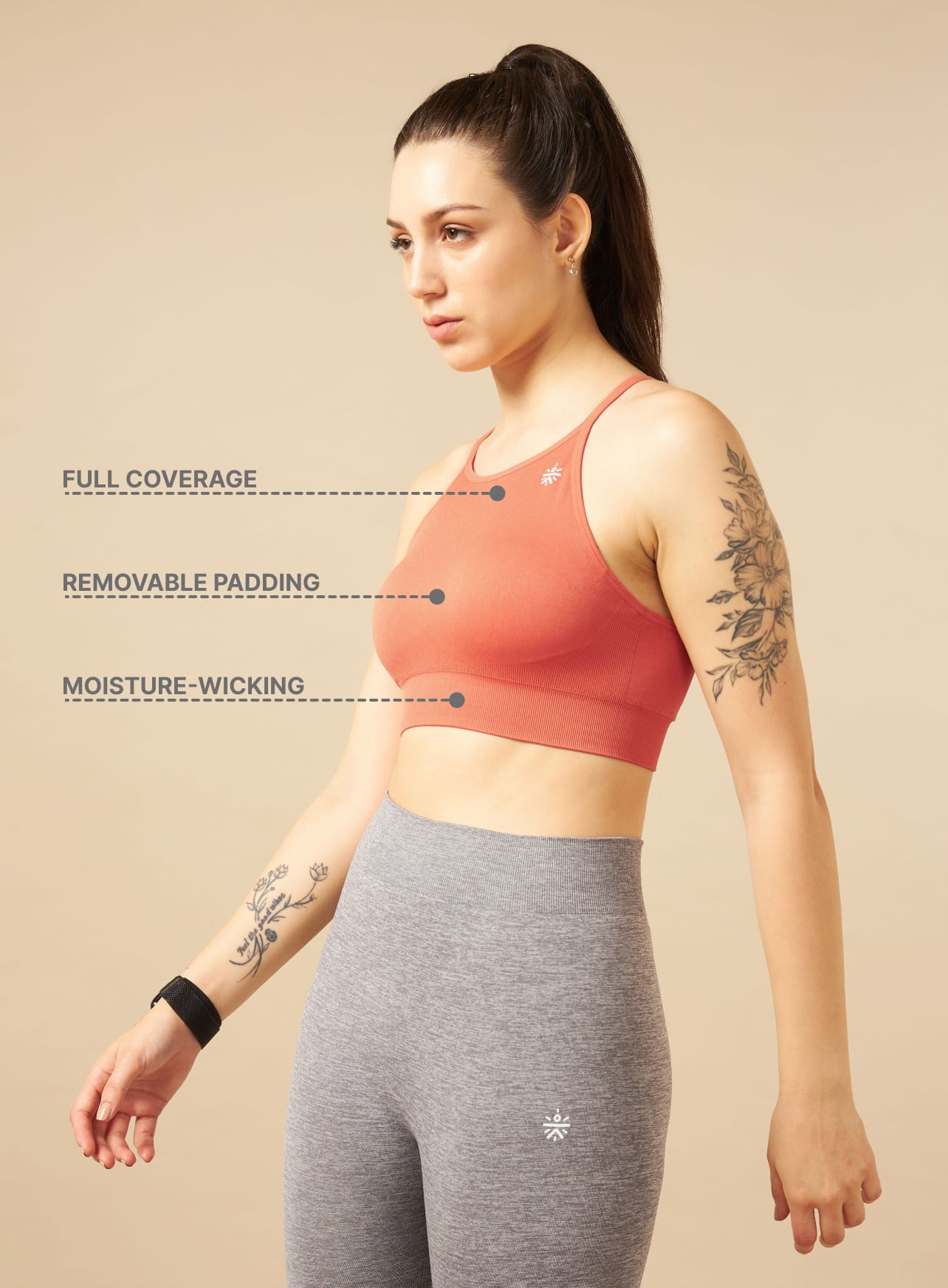 Rust Seamless Medium-Support High-Coverage Sports Bra