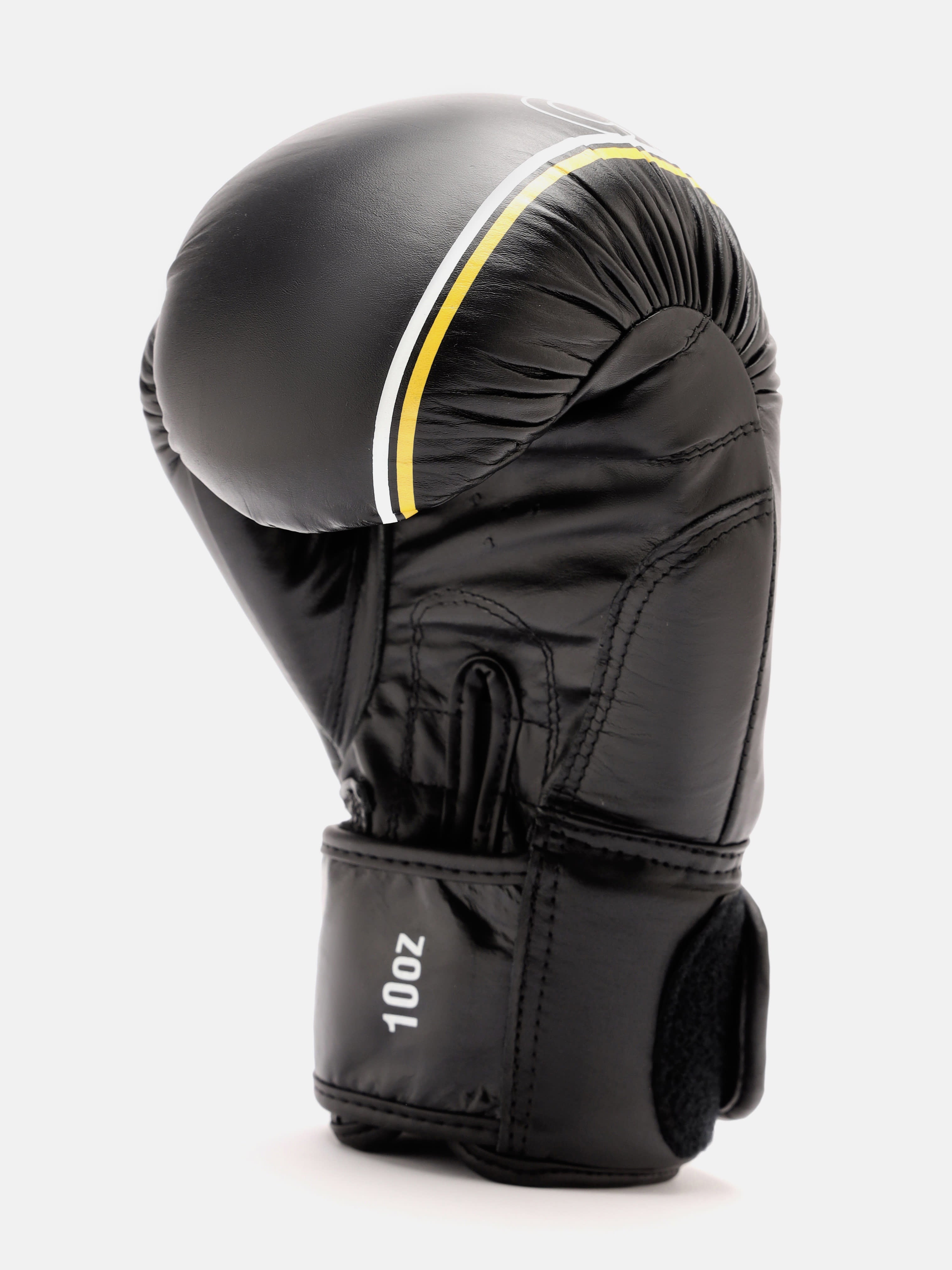 cult Premium Leather Boxing Gloves for Men & Women Foam Padding Thickness 35 mm Punching Bag Gloves for Boxing, Training, Kickboxing, Muay Thai, MMA Boxing Gloves Black & Yellow