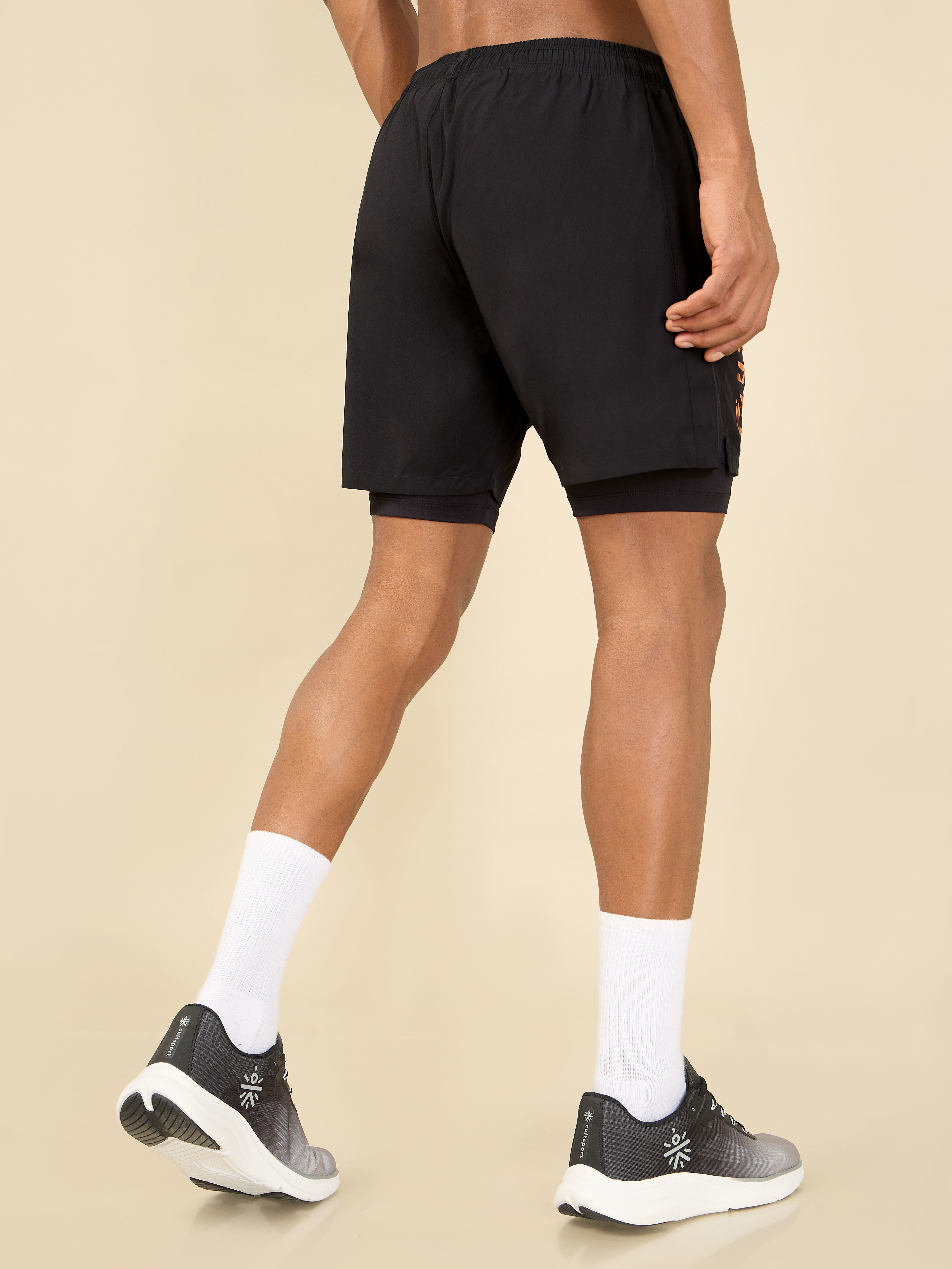 Typographic Print Shorts with Inner Tights