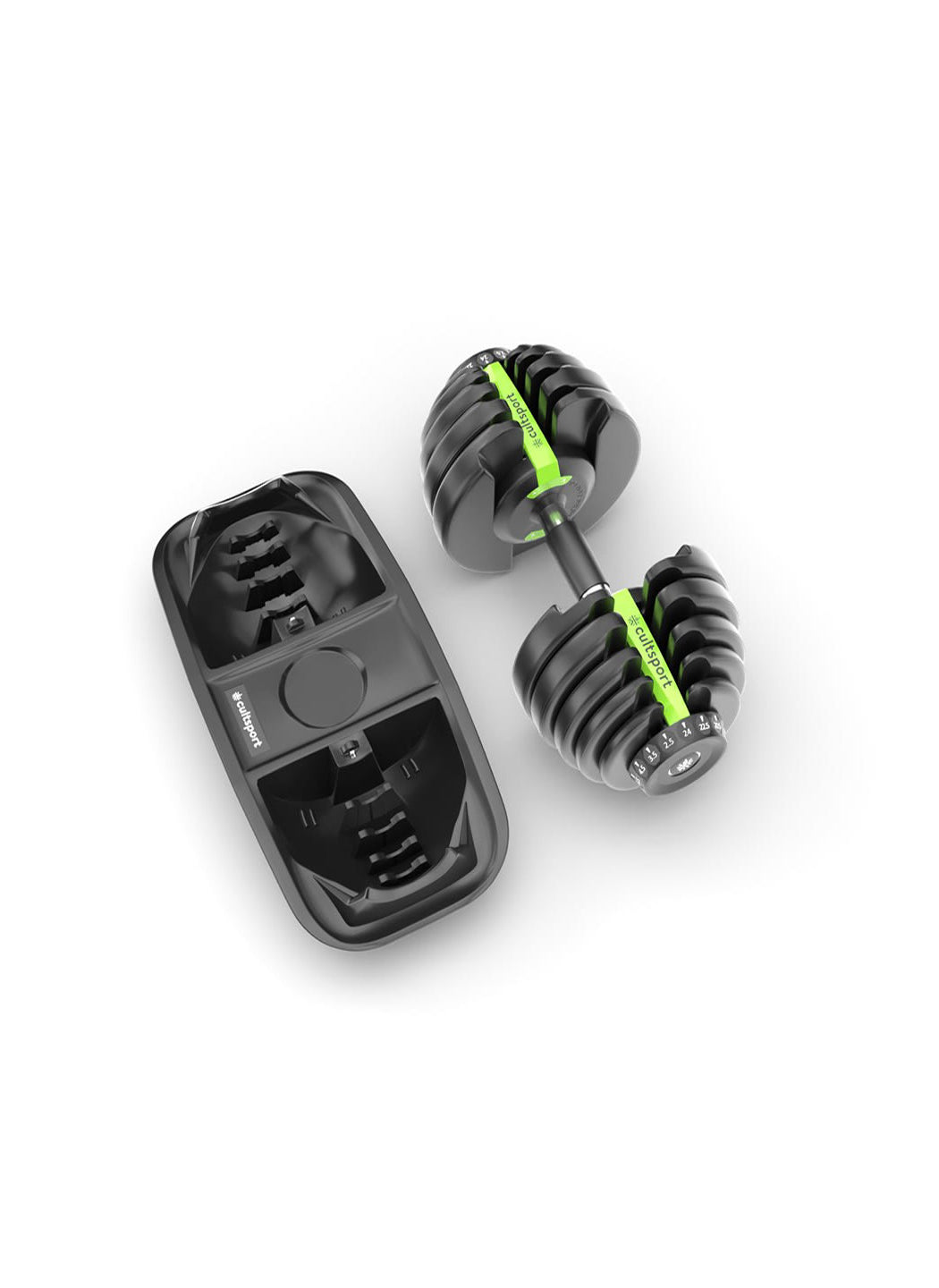 24 kg Compact Adjustable Dumbbell (2.5kg to 24kg), Easy Weight Change: 15-in-1 (1 piece) (6 Months extended Warranty only on Cultsport.com)