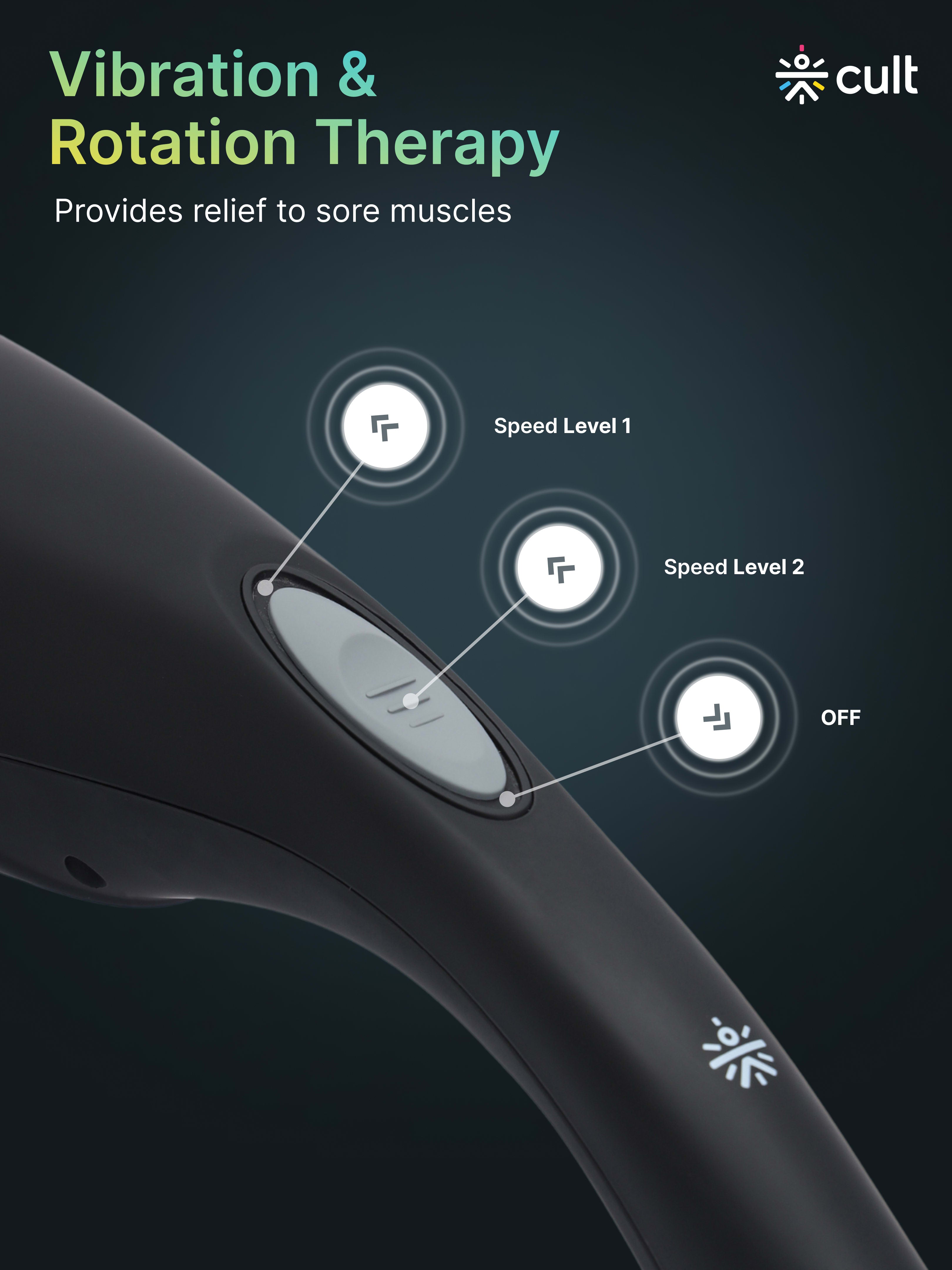 Cult Flex Corded Electric Handheld Full Body Massager with 4 Interchangeable Heads and Adjustable Speed Settings for Pain Relief and Relaxation