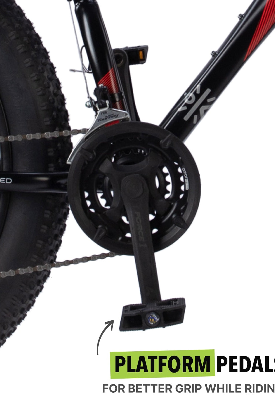 Monstro 26T Fat Bike – 21 Speed Shimano Gear, Front Suspension, Dual Disc Brake, Black