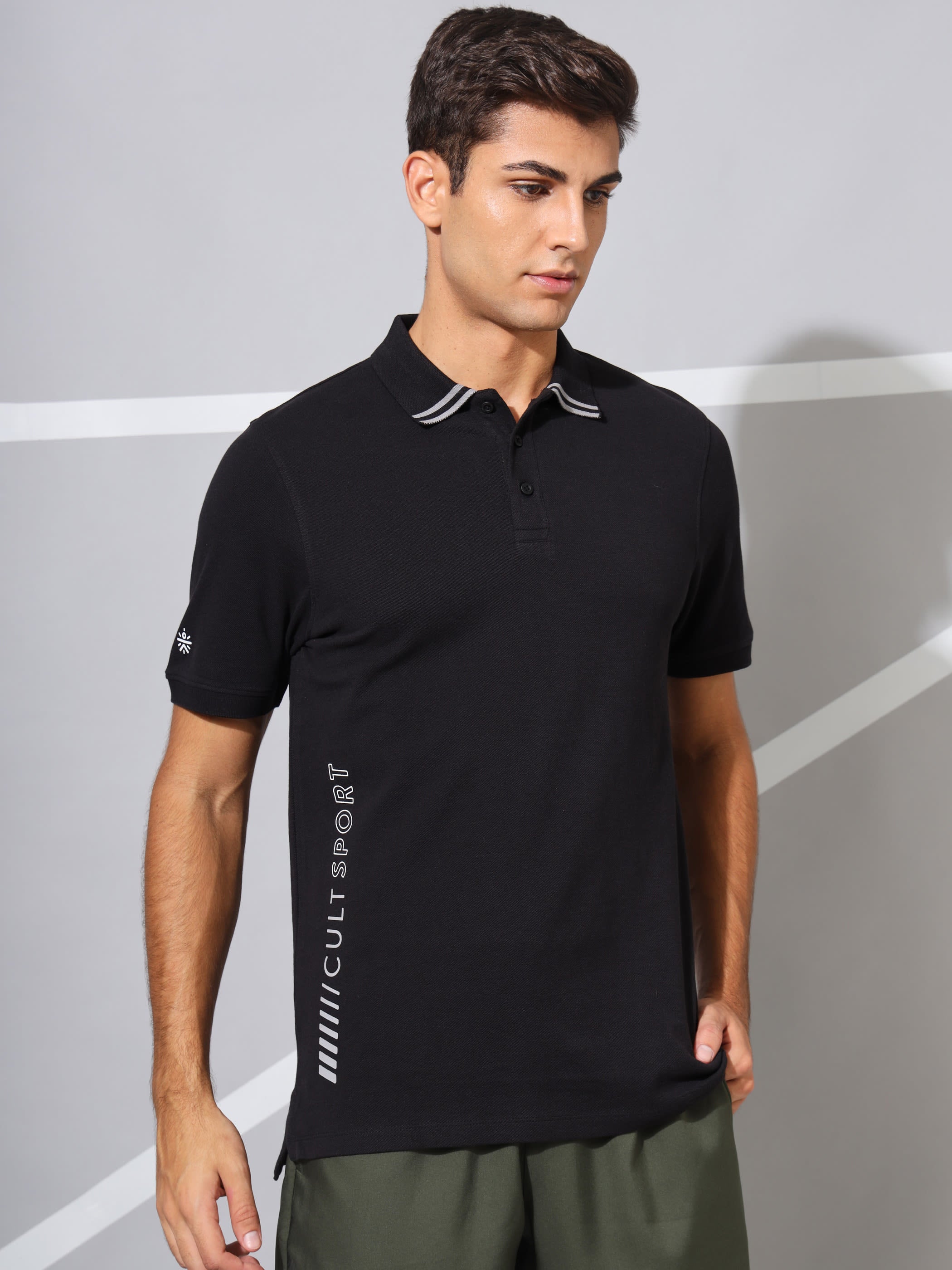 Performance Polo T-shirt with Graphic Print