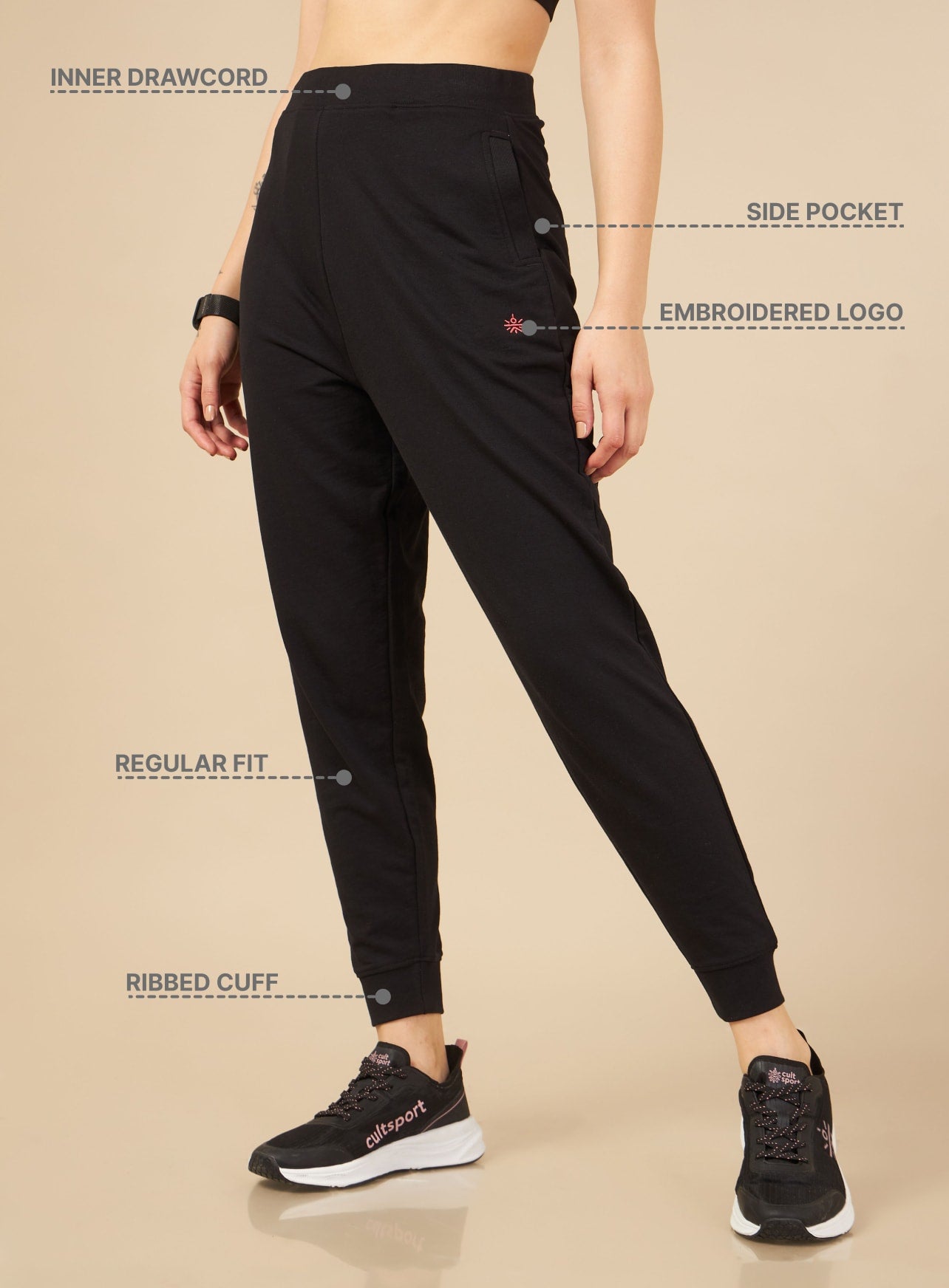 Women Black Cult Leisure Joggers