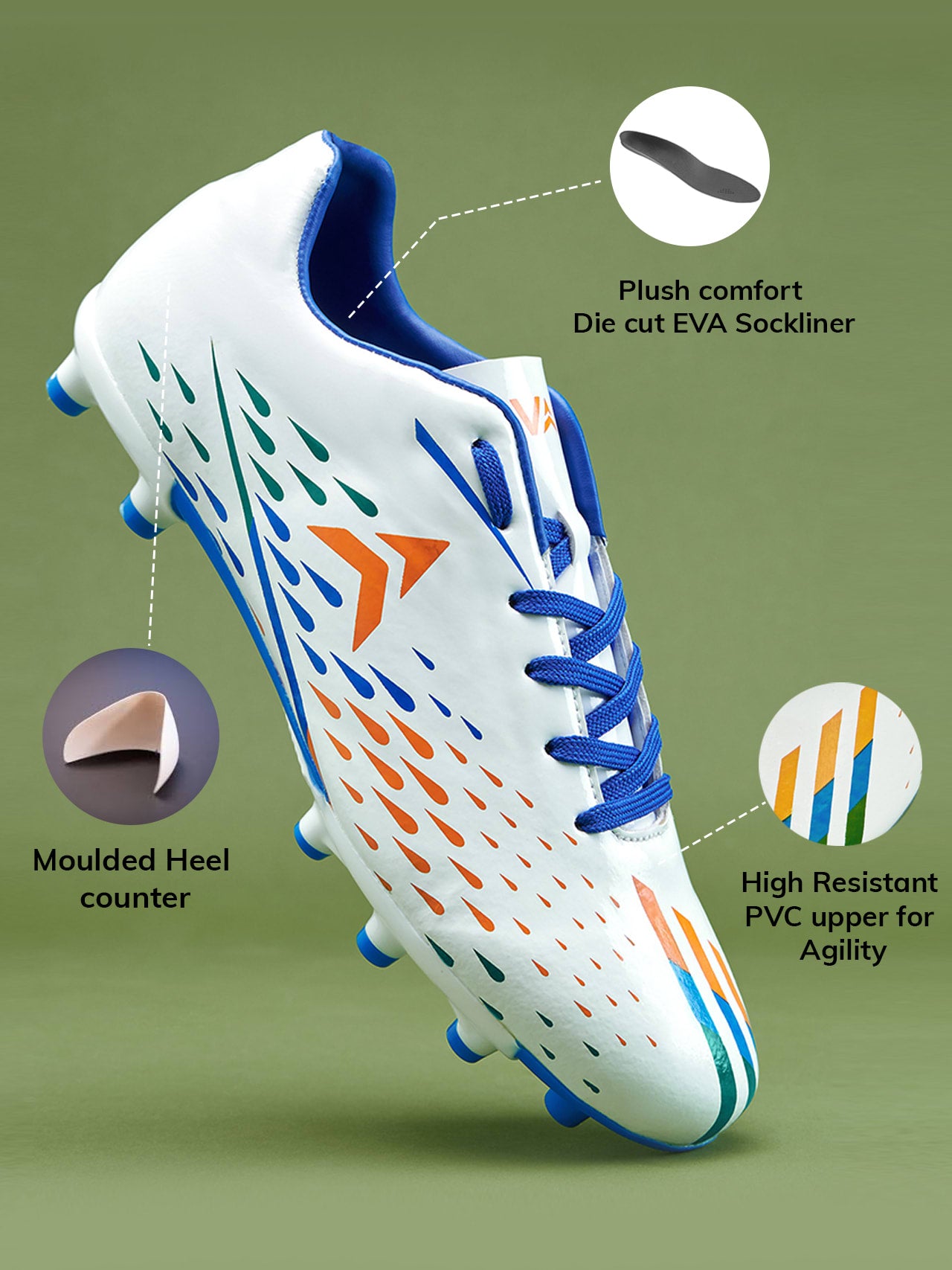 Avant Men's FreeKick Football Shoes-White/Blue