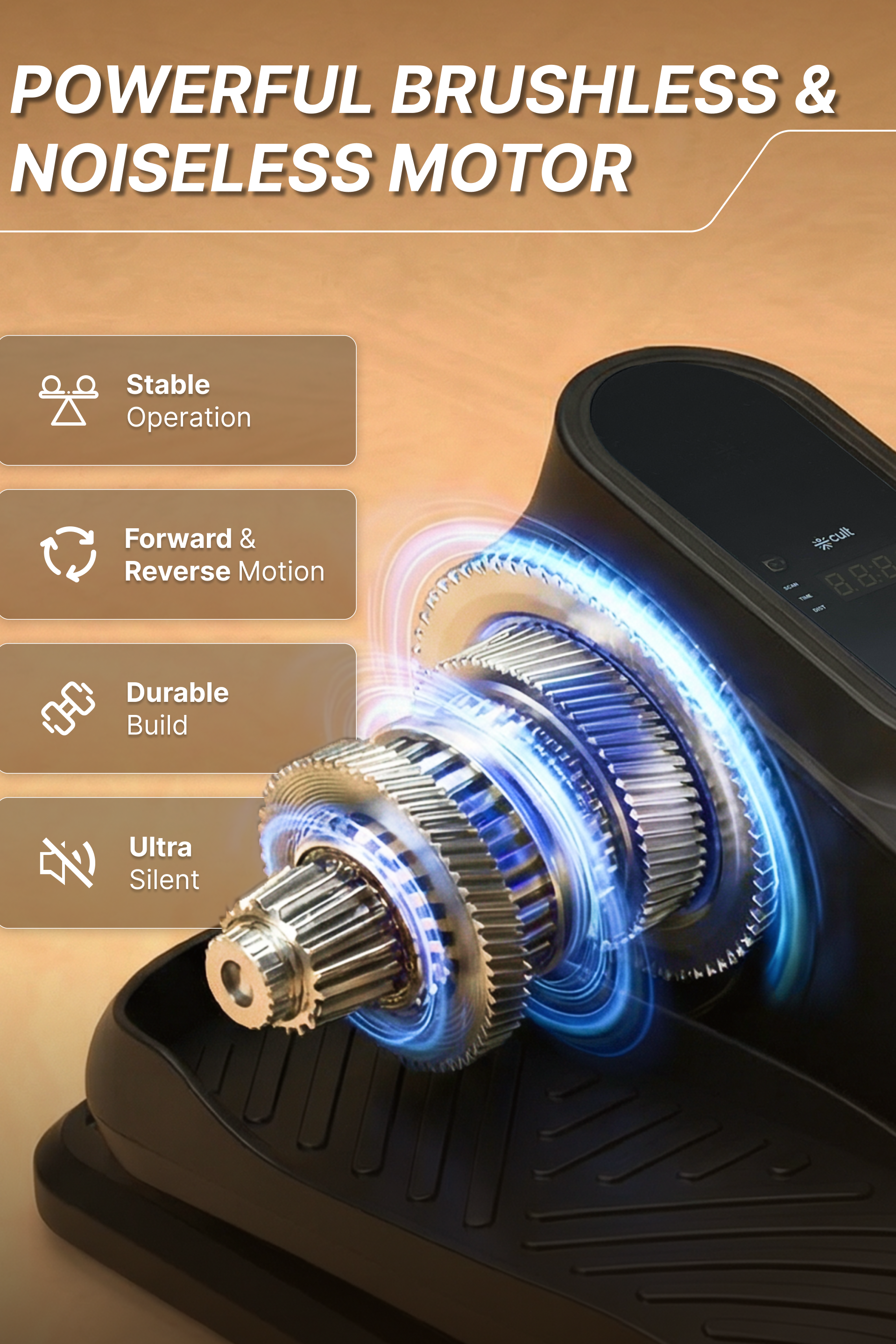 Cult Under Desk Mini Elliptical Exercise Machine | Brushless Motorised with Forward & Reverse Pedaling | 12 Adjustable Speeds with 3 workout Modes | Easy Home Workout | Suitable for Adult to Senior citizen | Joint Recovery & Improve strengthening